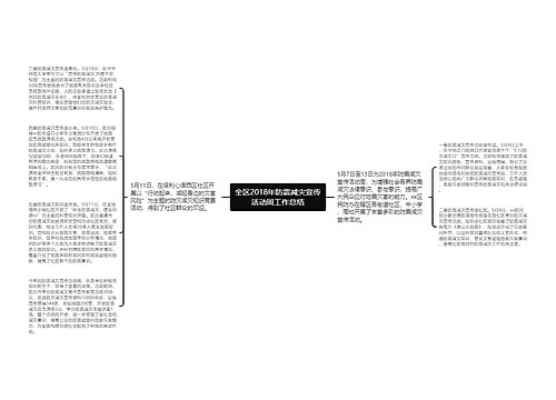 全区2018年防震减灾宣传活动周工作总结