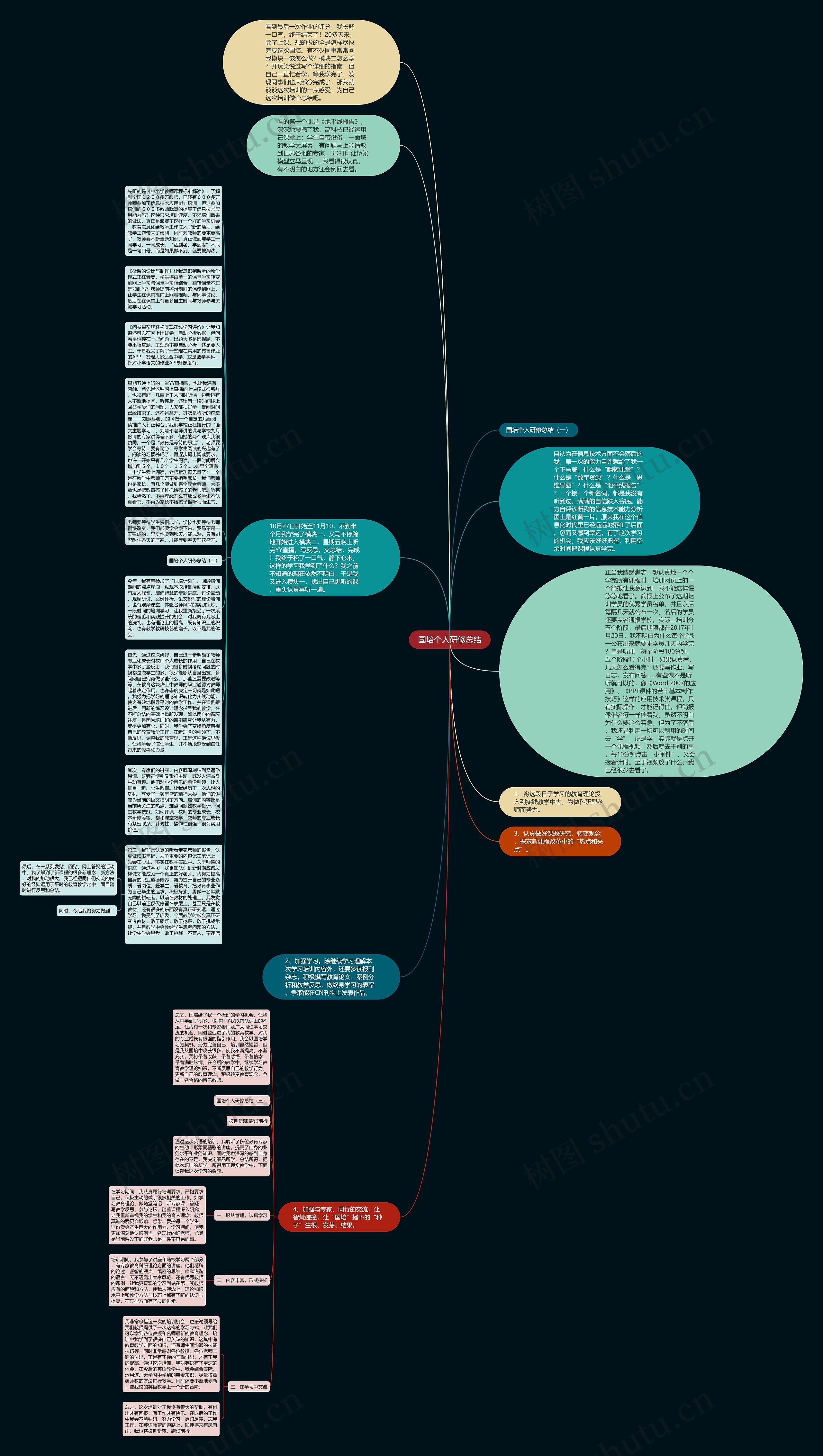 国培个人研修总结思维导图