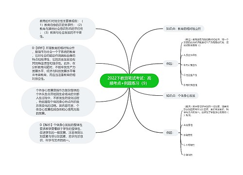 2022下教资笔试考试：高频考点+例题练习（9）