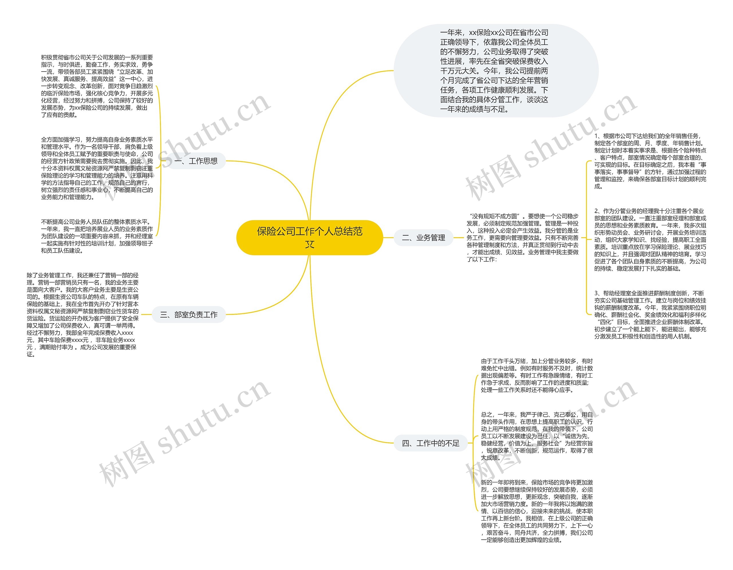 保险公司工作个人总结范文思维导图