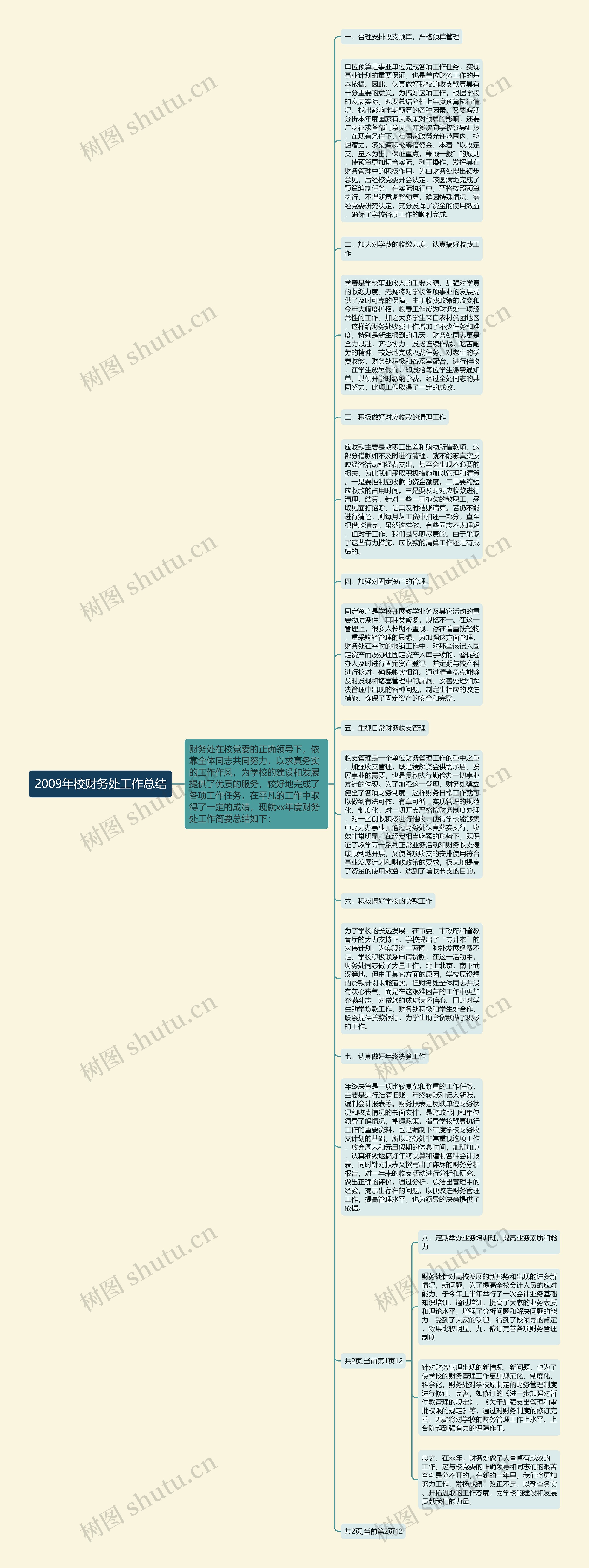 2009年校财务处工作总结思维导图