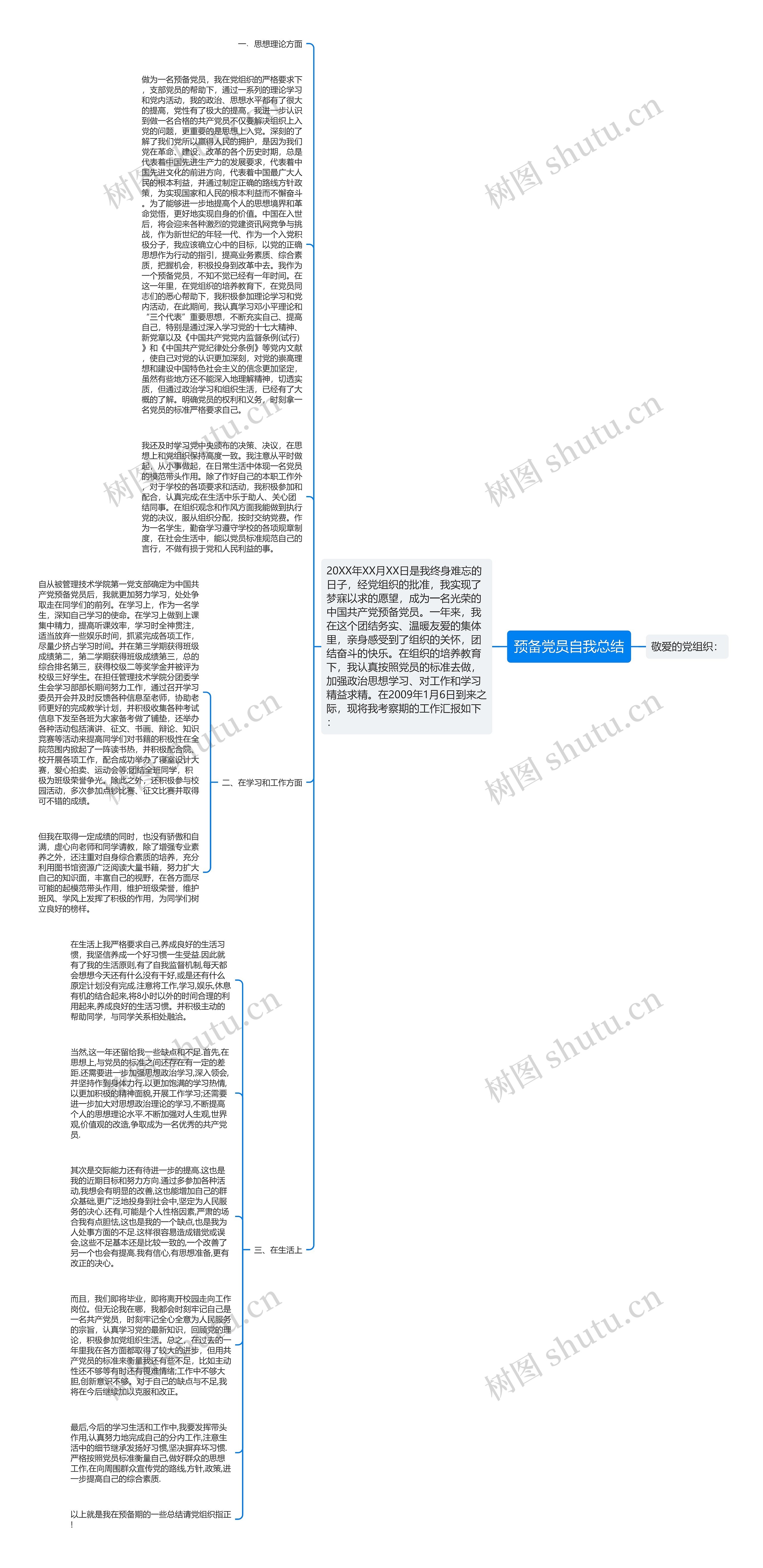 预备党员自我总结思维导图