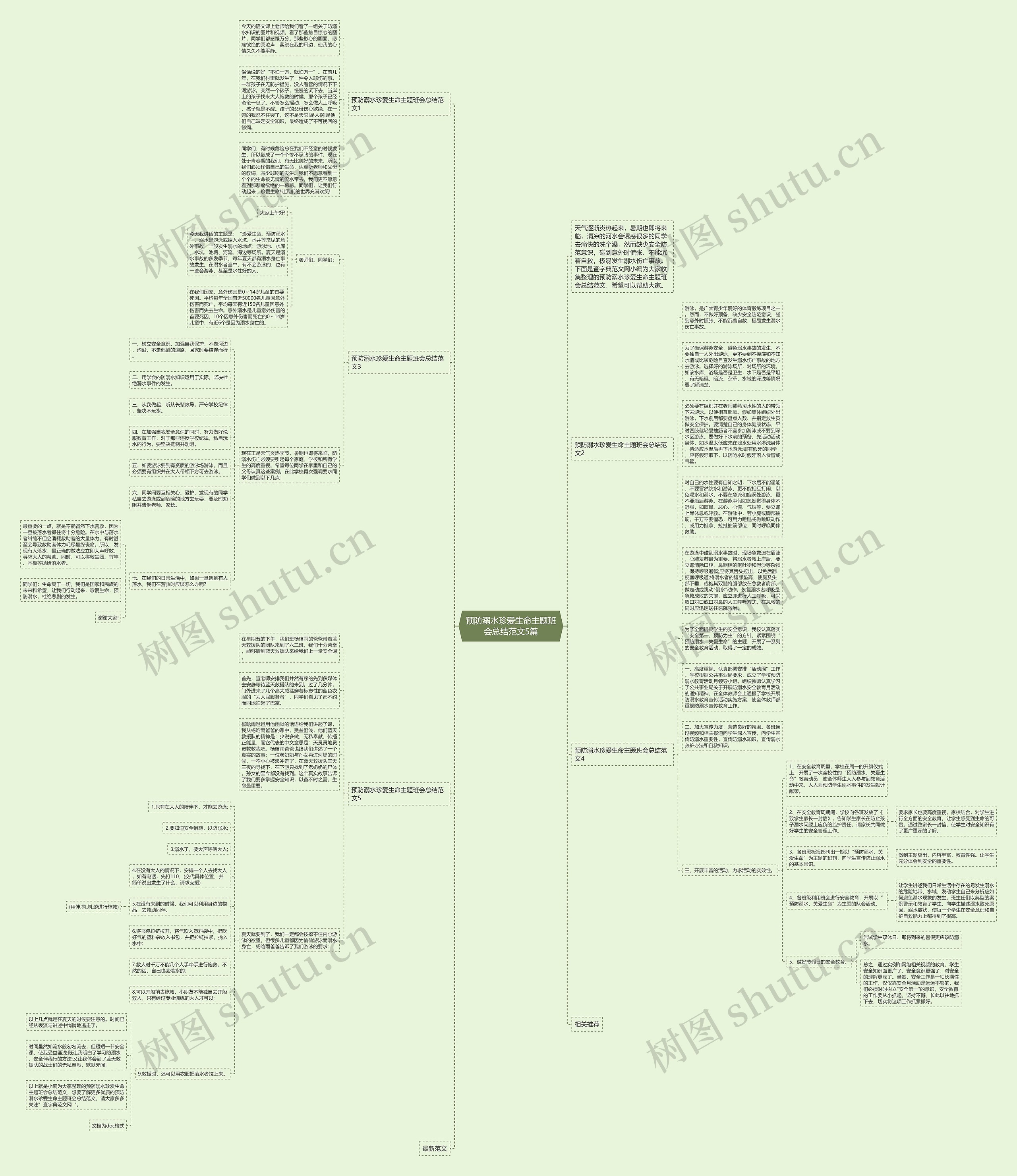 预防溺水珍爱生命主题班会总结范文5篇思维导图