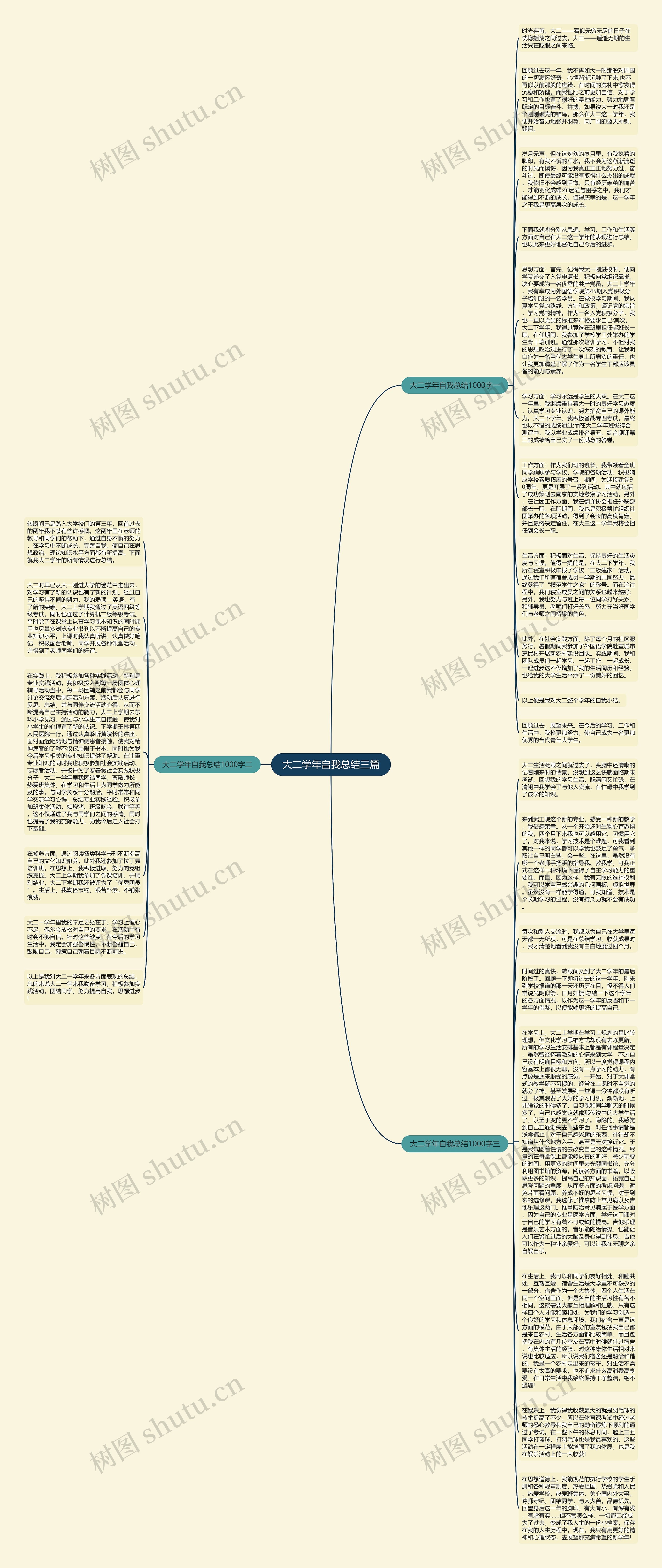大二学年自我总结三篇思维导图高清图 大二学年自我总结三篇思维导图