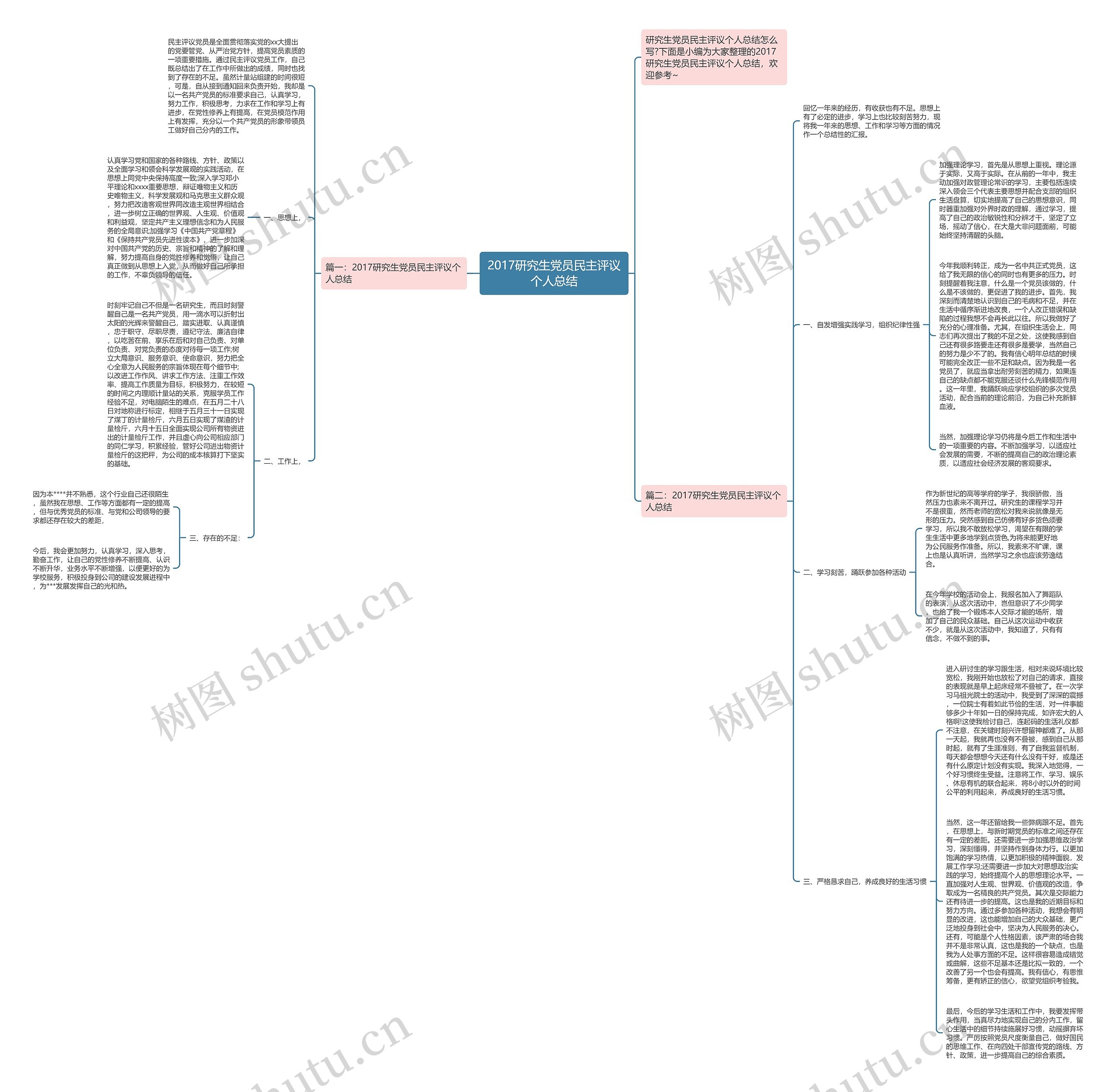 2017研究生党员民主评议个人总结思维导图