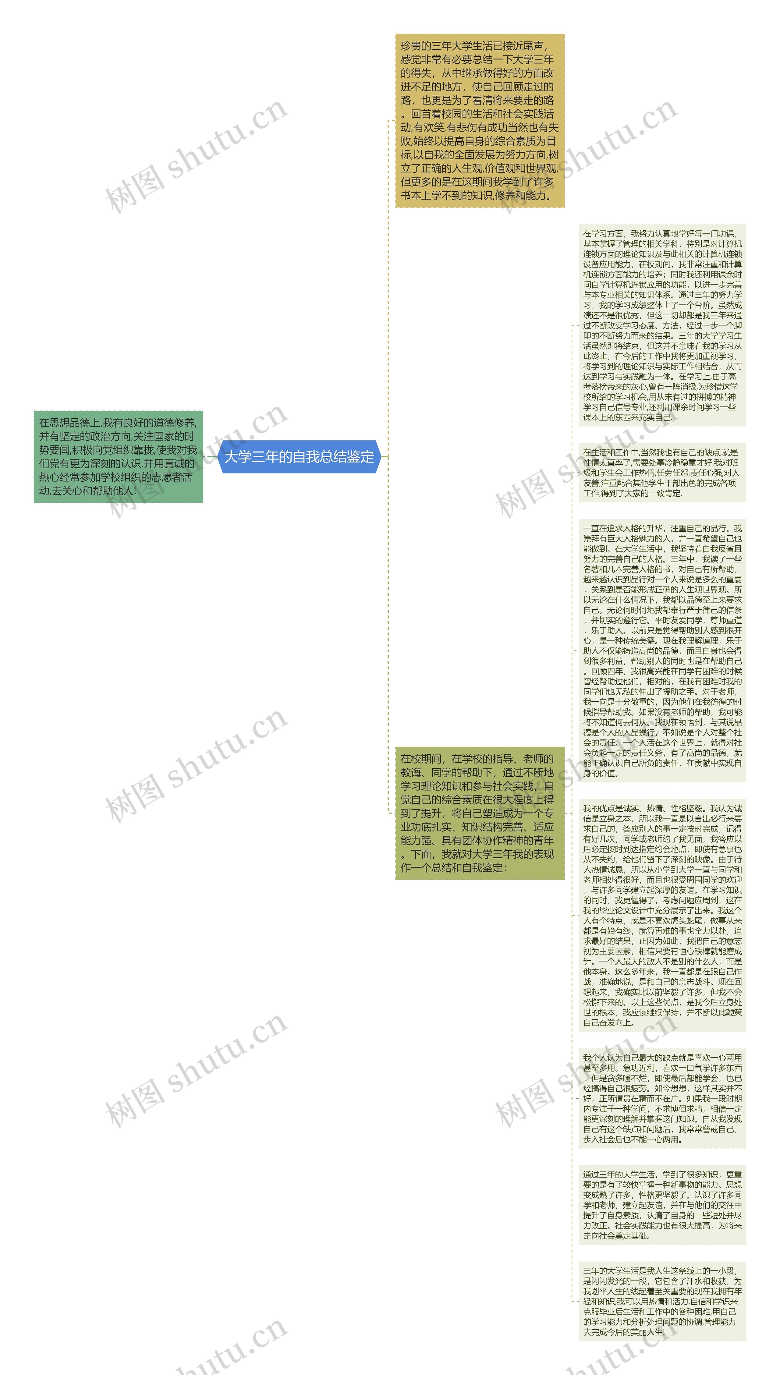 大学三年的自我总结鉴定思维导图