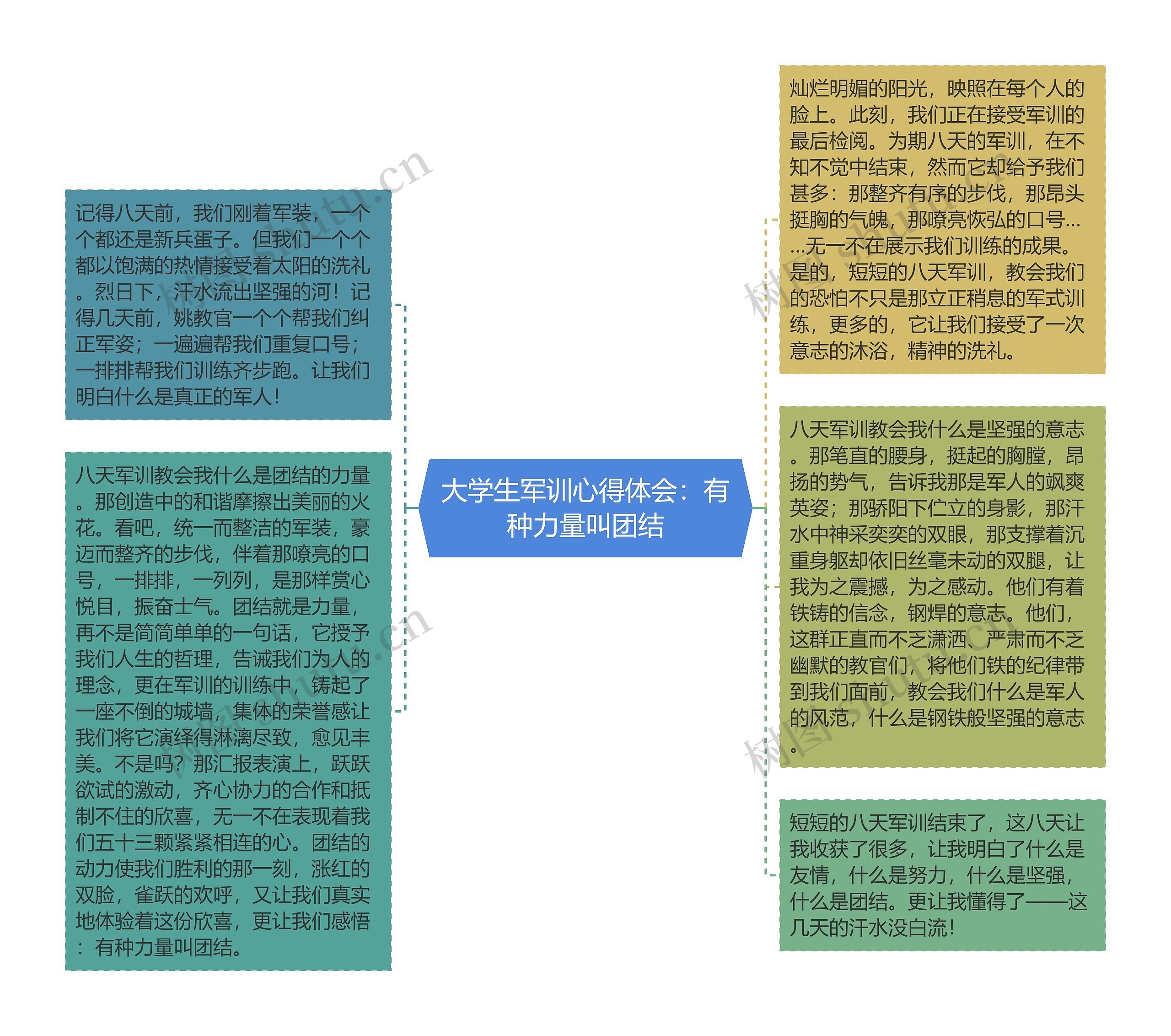 大学生军训心得体会：有种力量叫团结思维导图