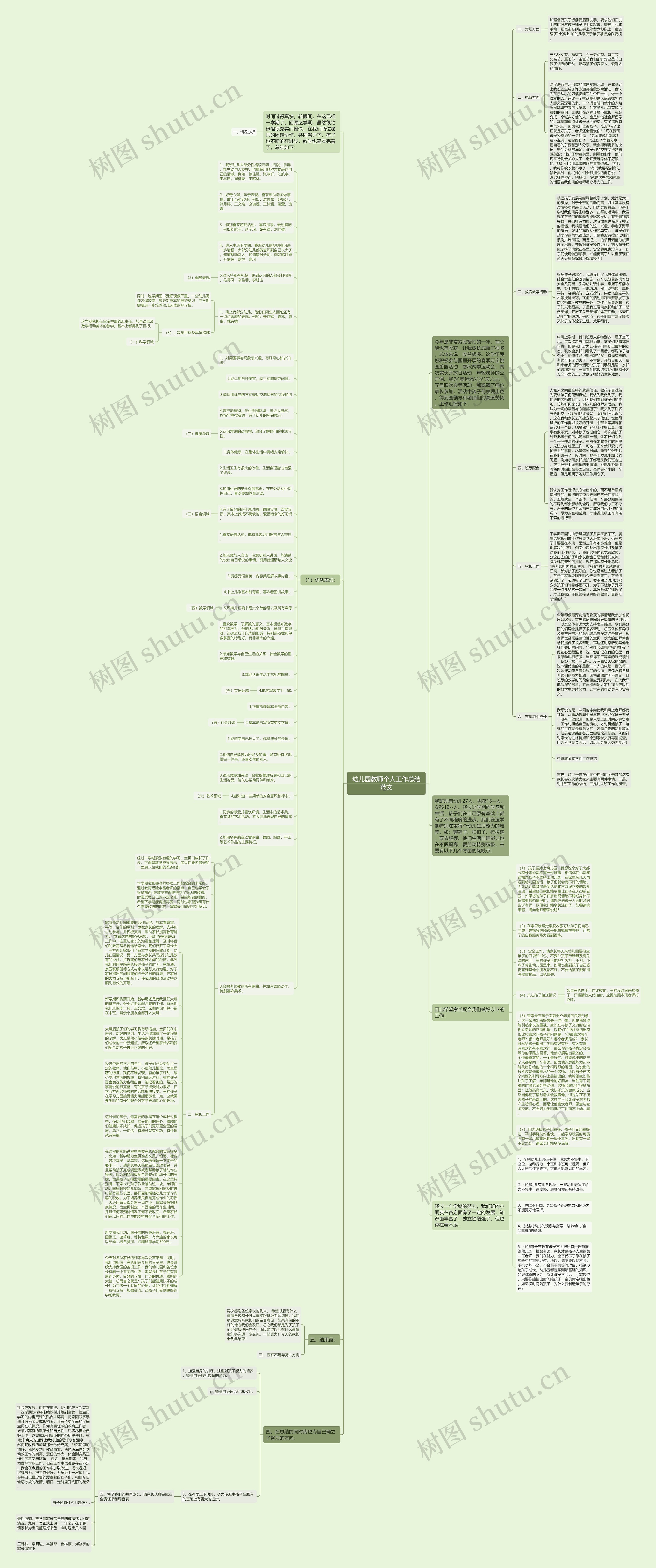 幼儿园教师个人工作总结范文思维导图