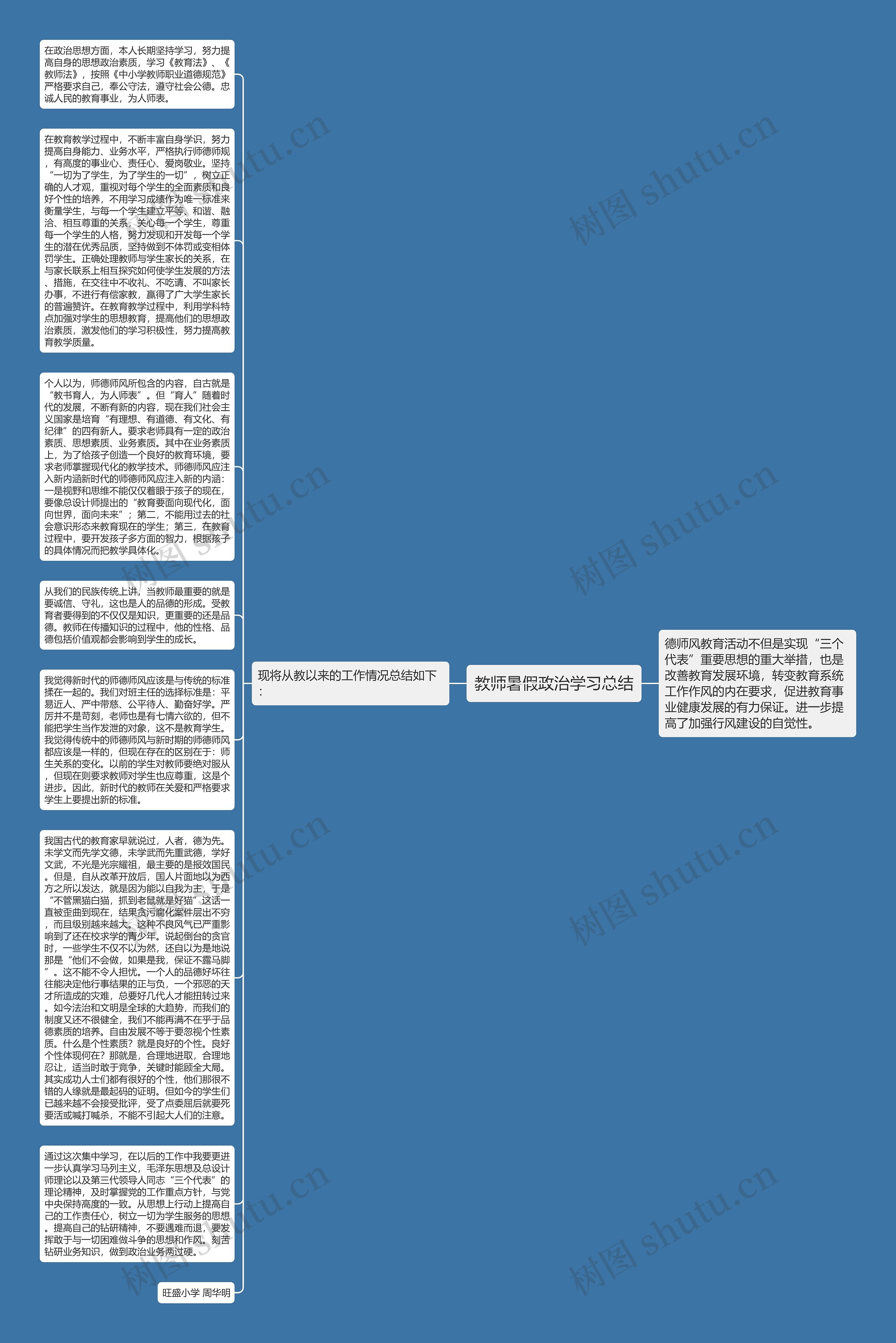 教师暑假政治学习总结思维导图