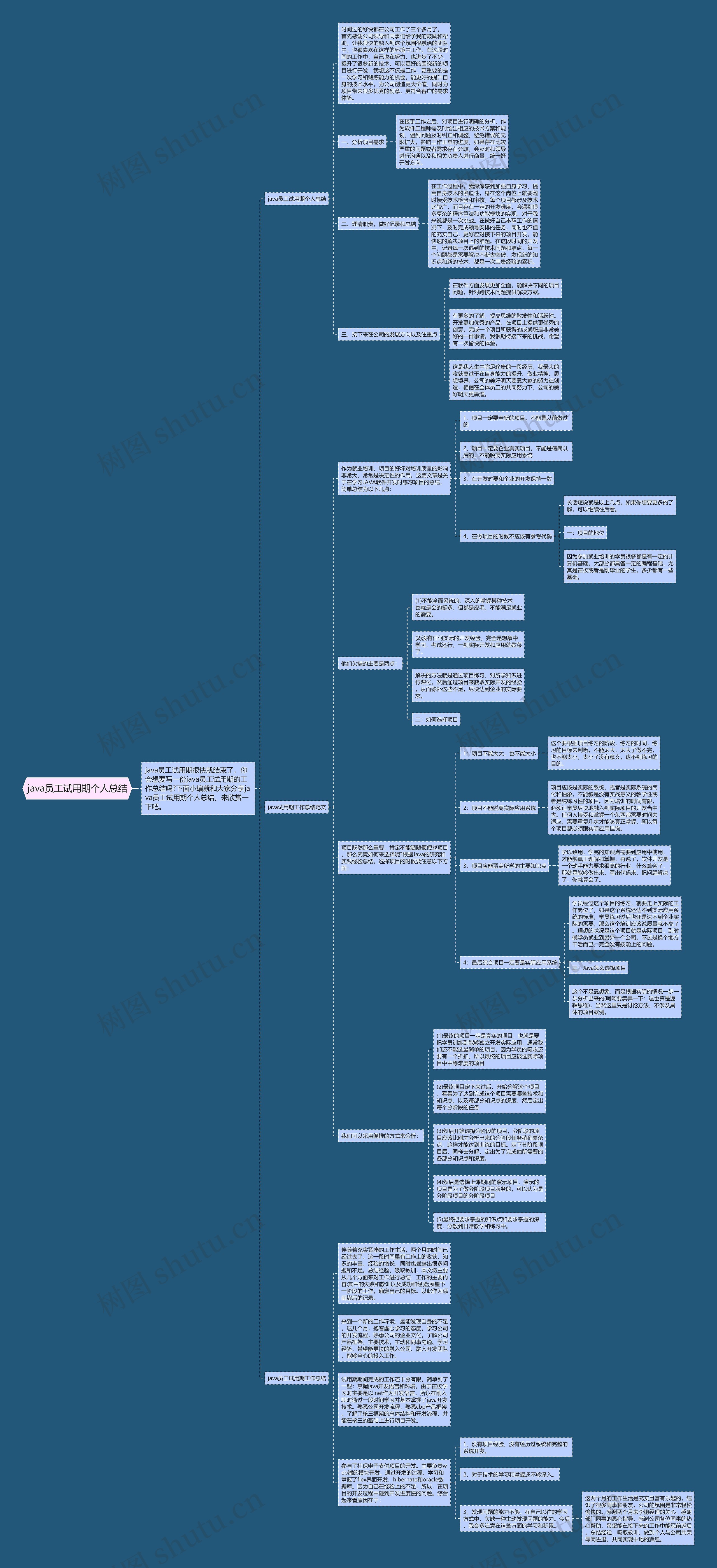 java员工试用期个人总结思维导图