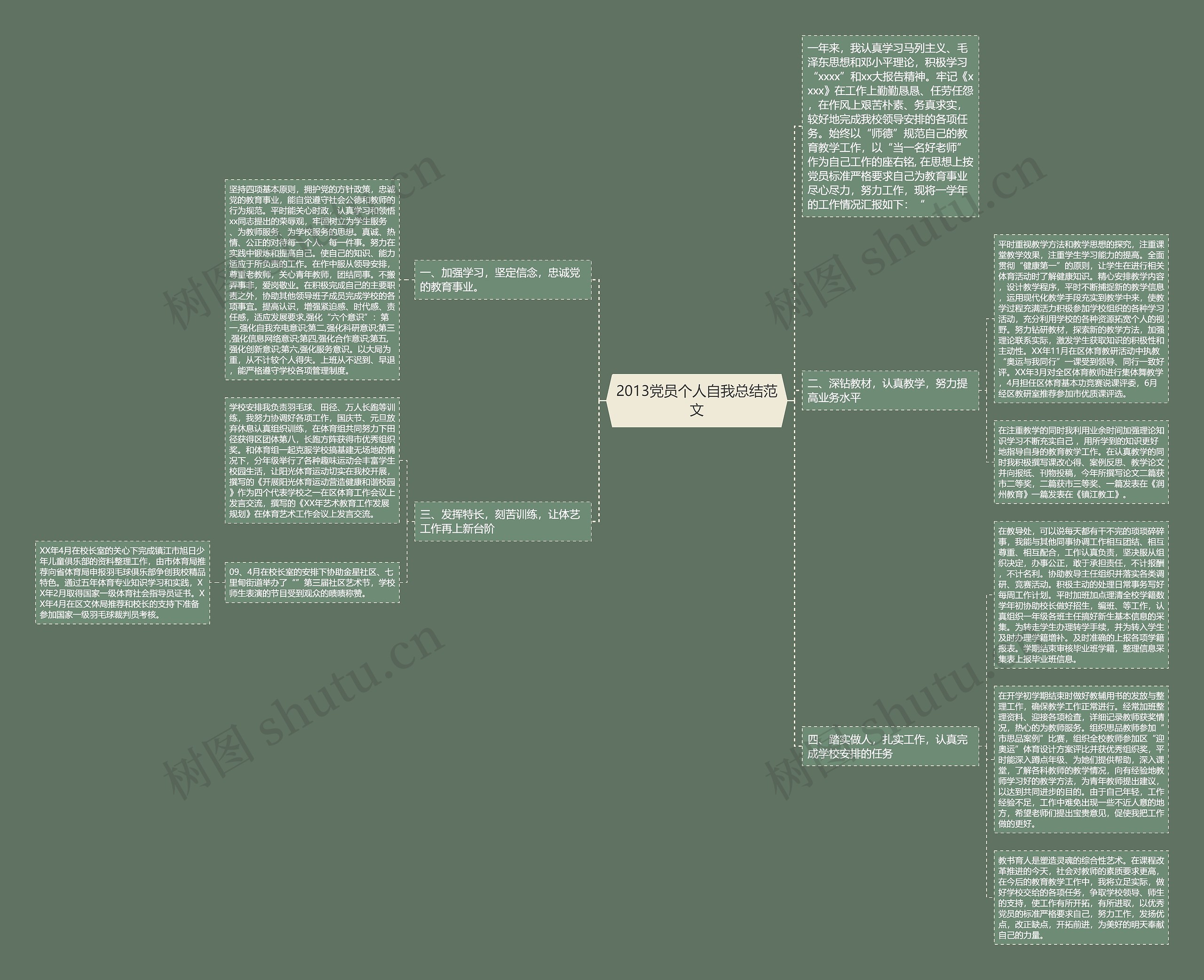 2013党员个人自我总结范文思维导图