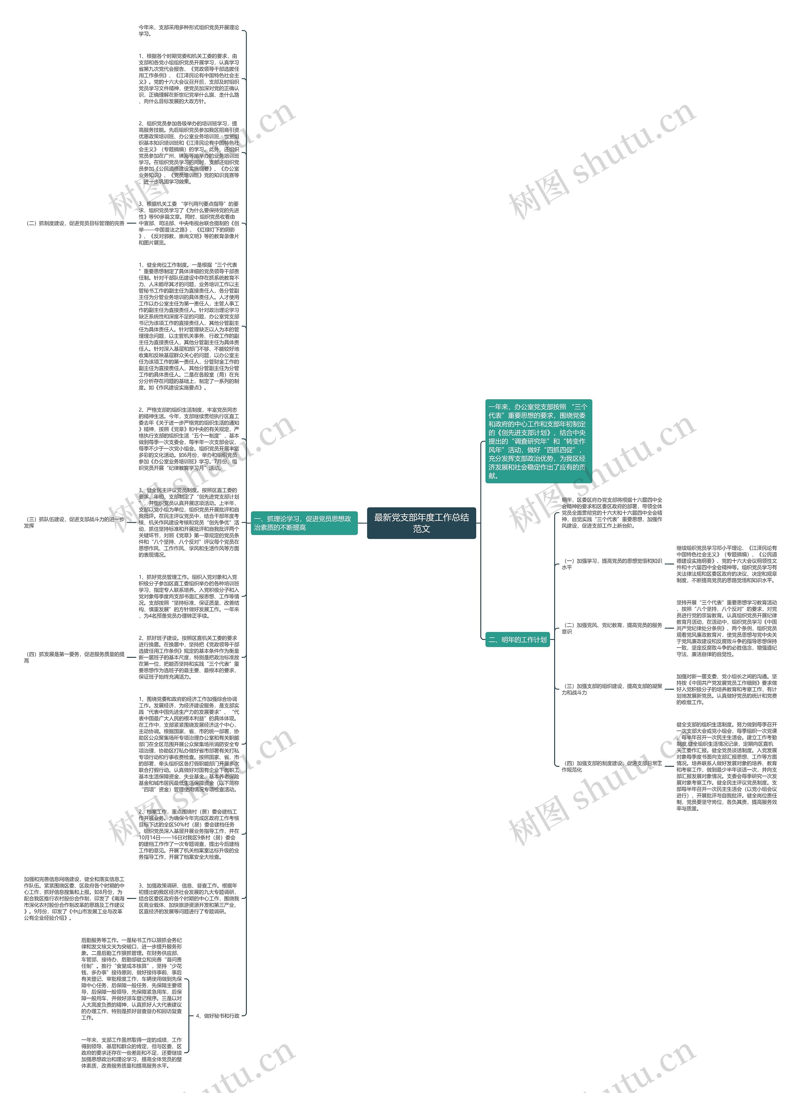 最新党支部年度工作总结范文思维导图