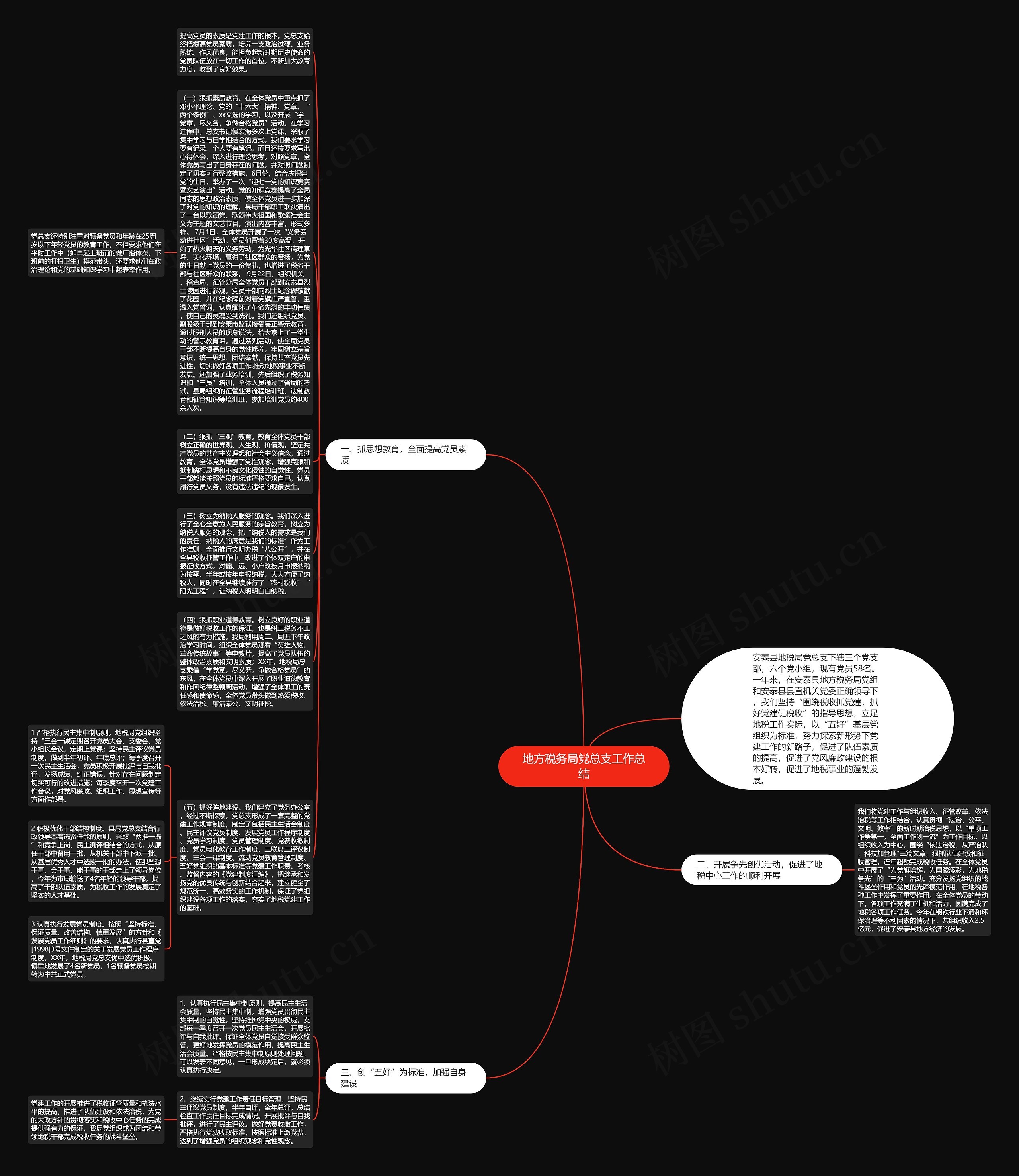 地方税务局党总支工作总结思维导图