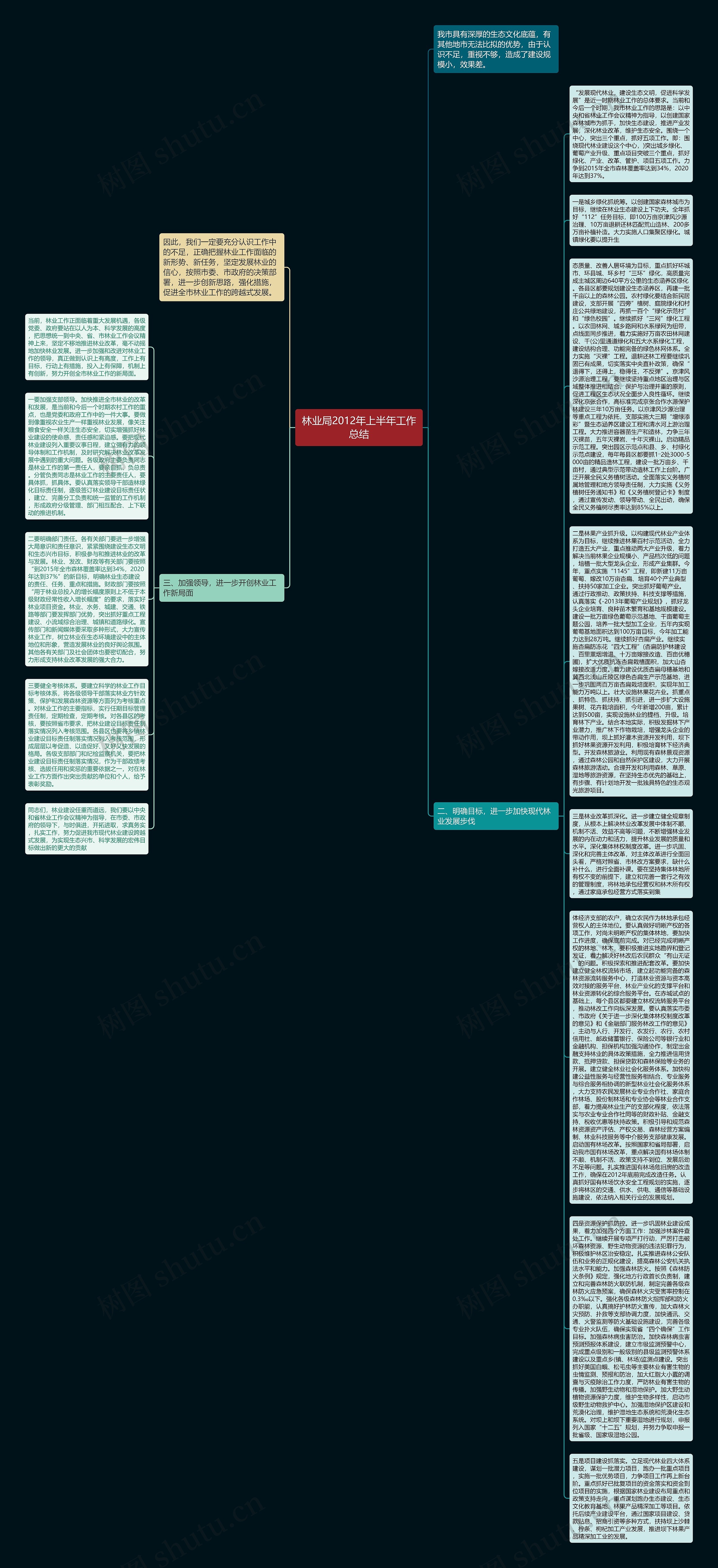林业局2012年上半年工作总结思维导图