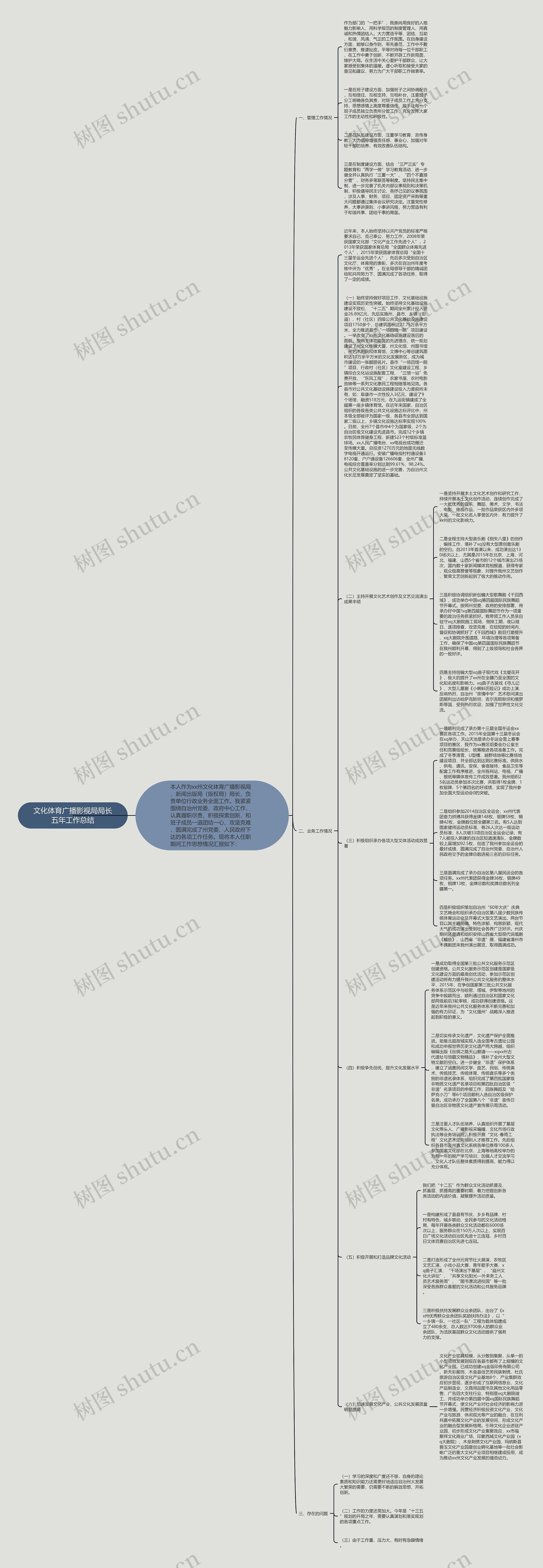 文化体育广播影视局局长五年工作总结思维导图