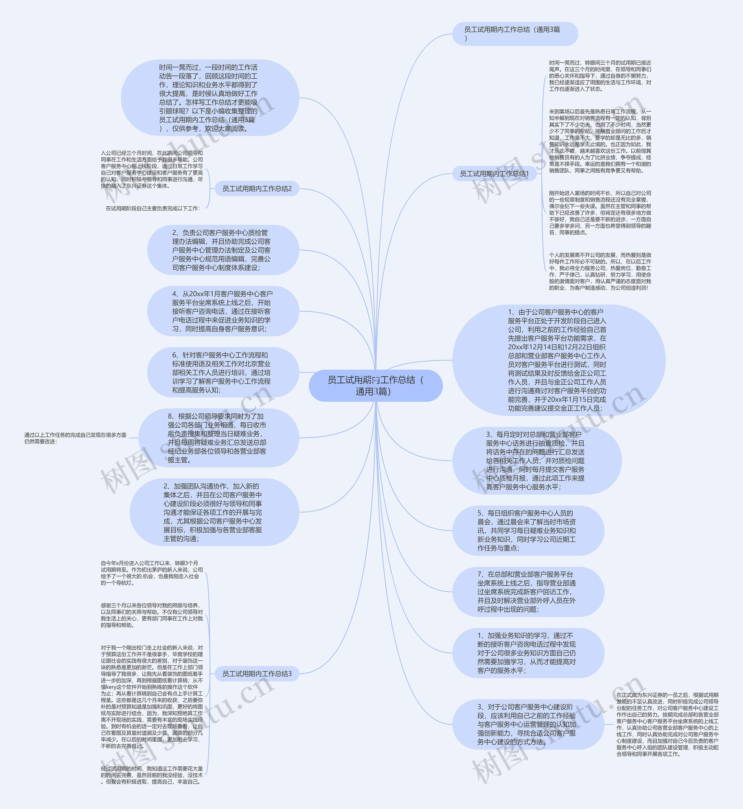 员工试用期内工作总结（通用3篇）思维导图