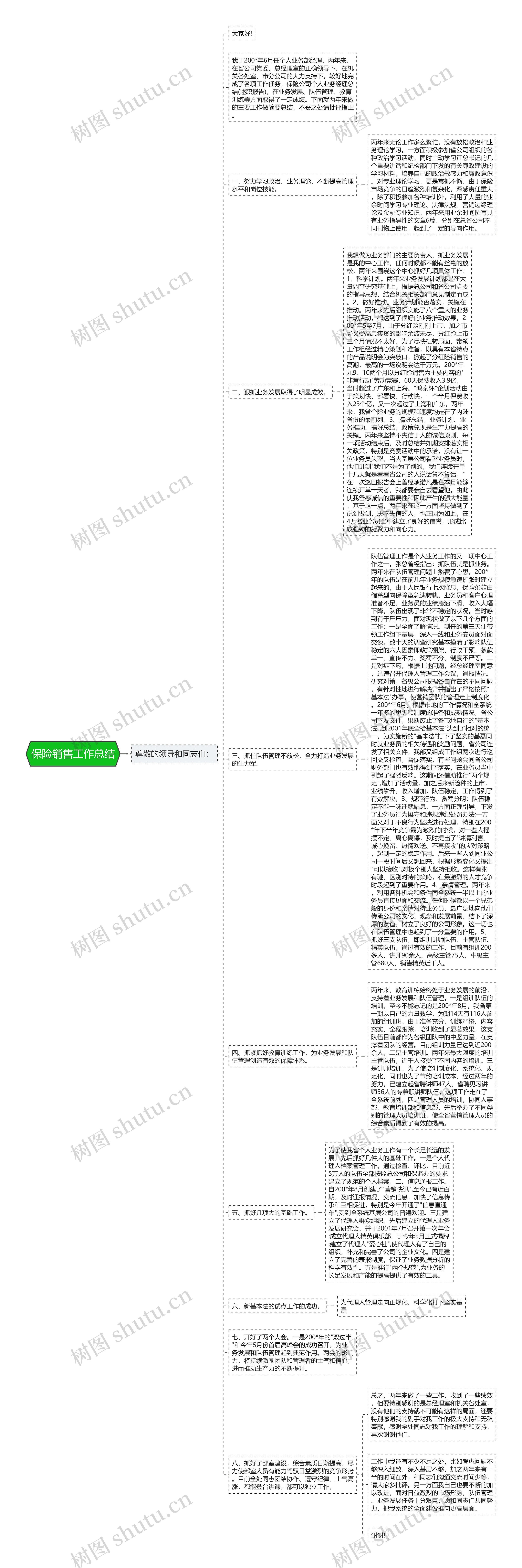 保险销售工作总结思维导图