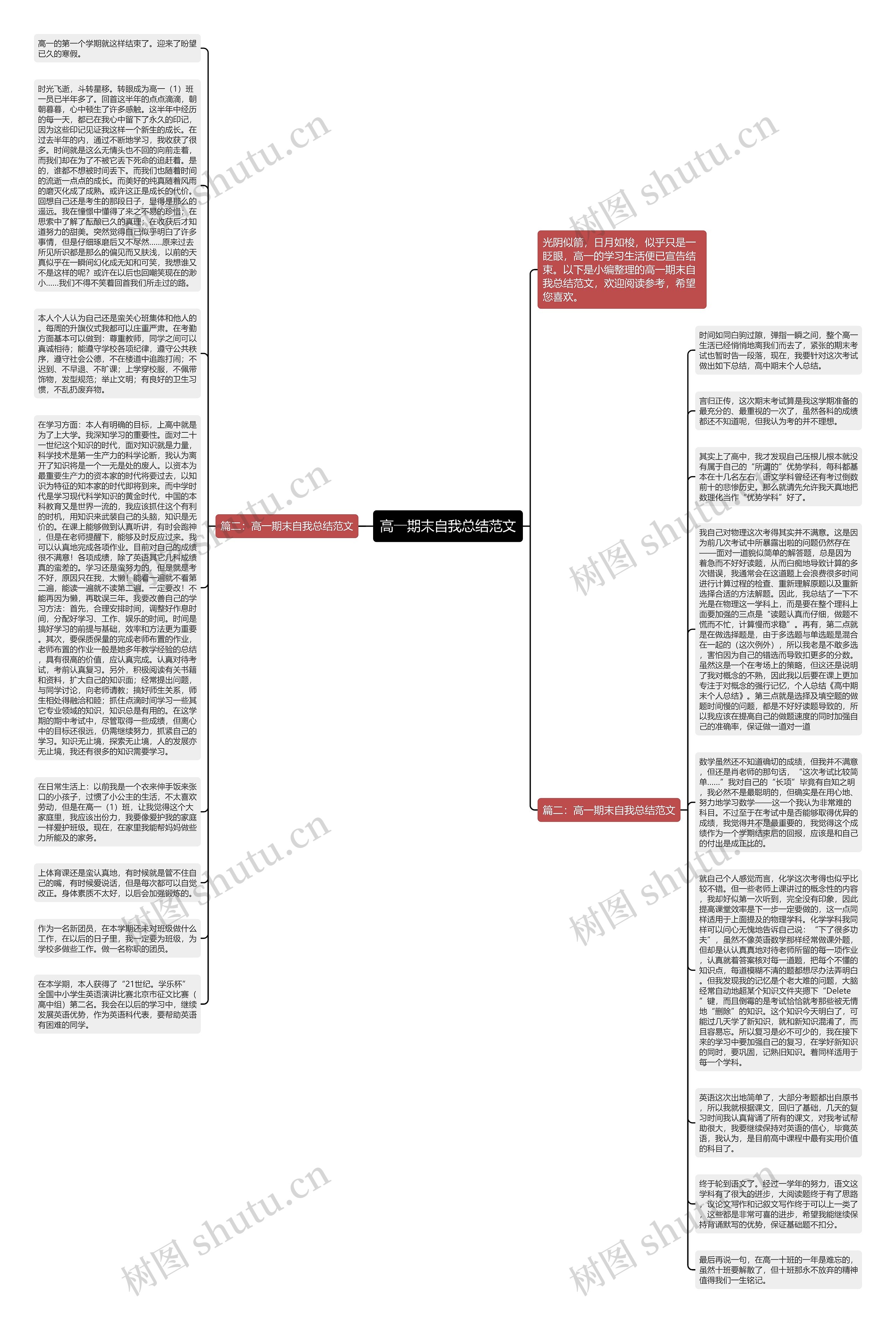 高一期末自我总结范文思维导图