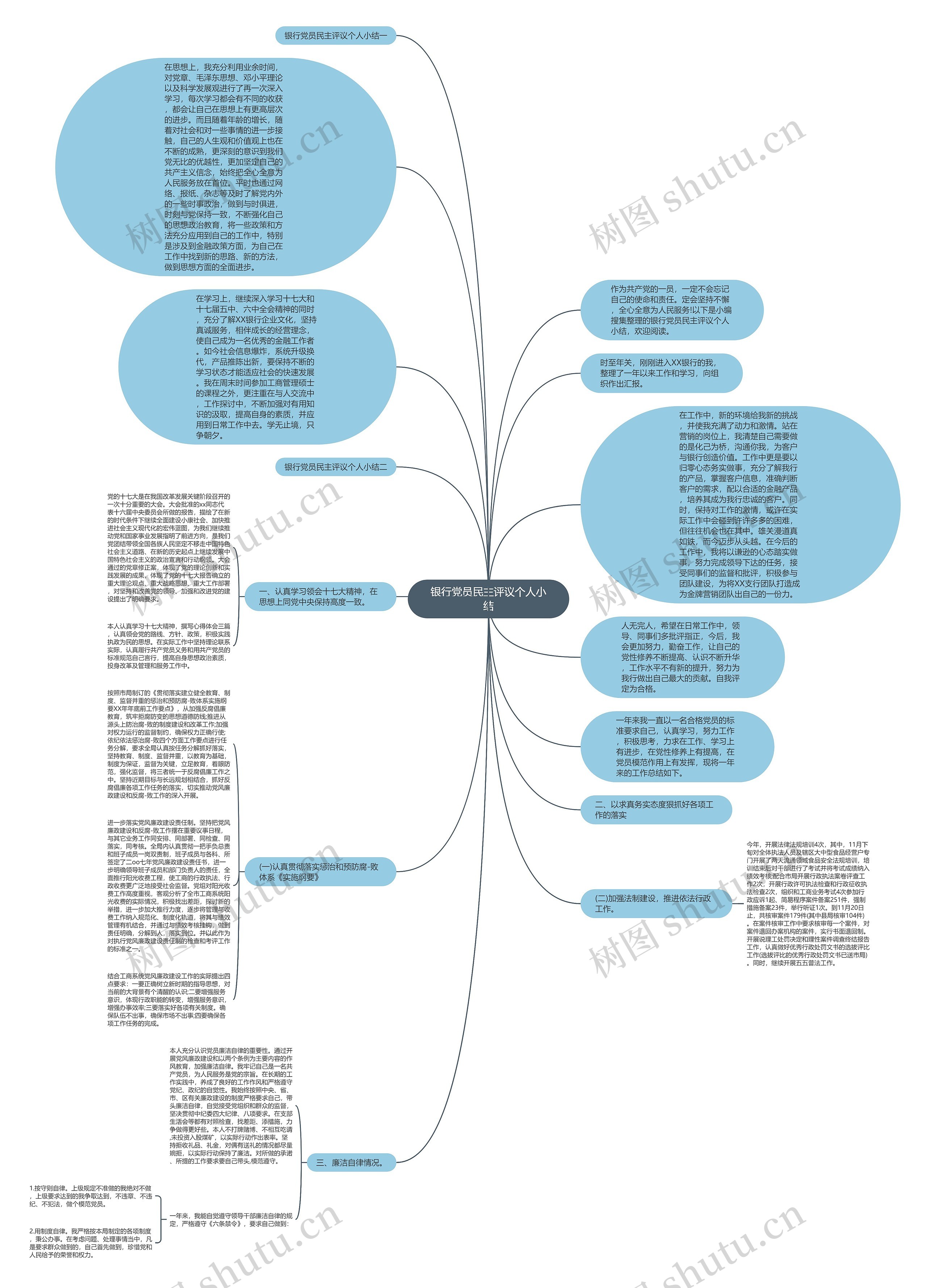 银行党员民主评议个人小结思维导图