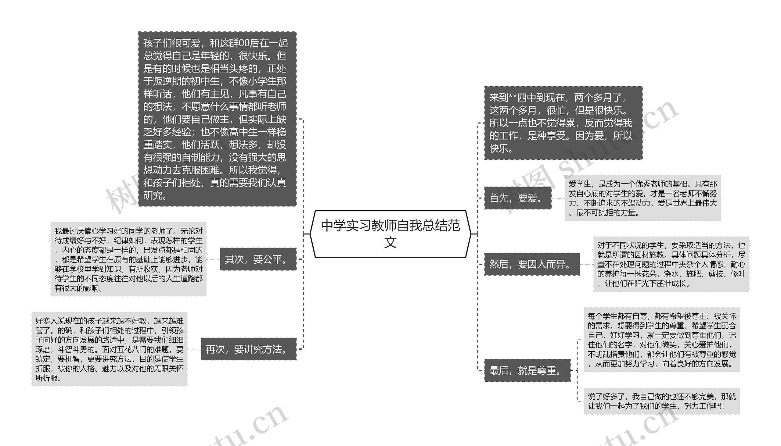 中学实习教师自我总结范文思维导图