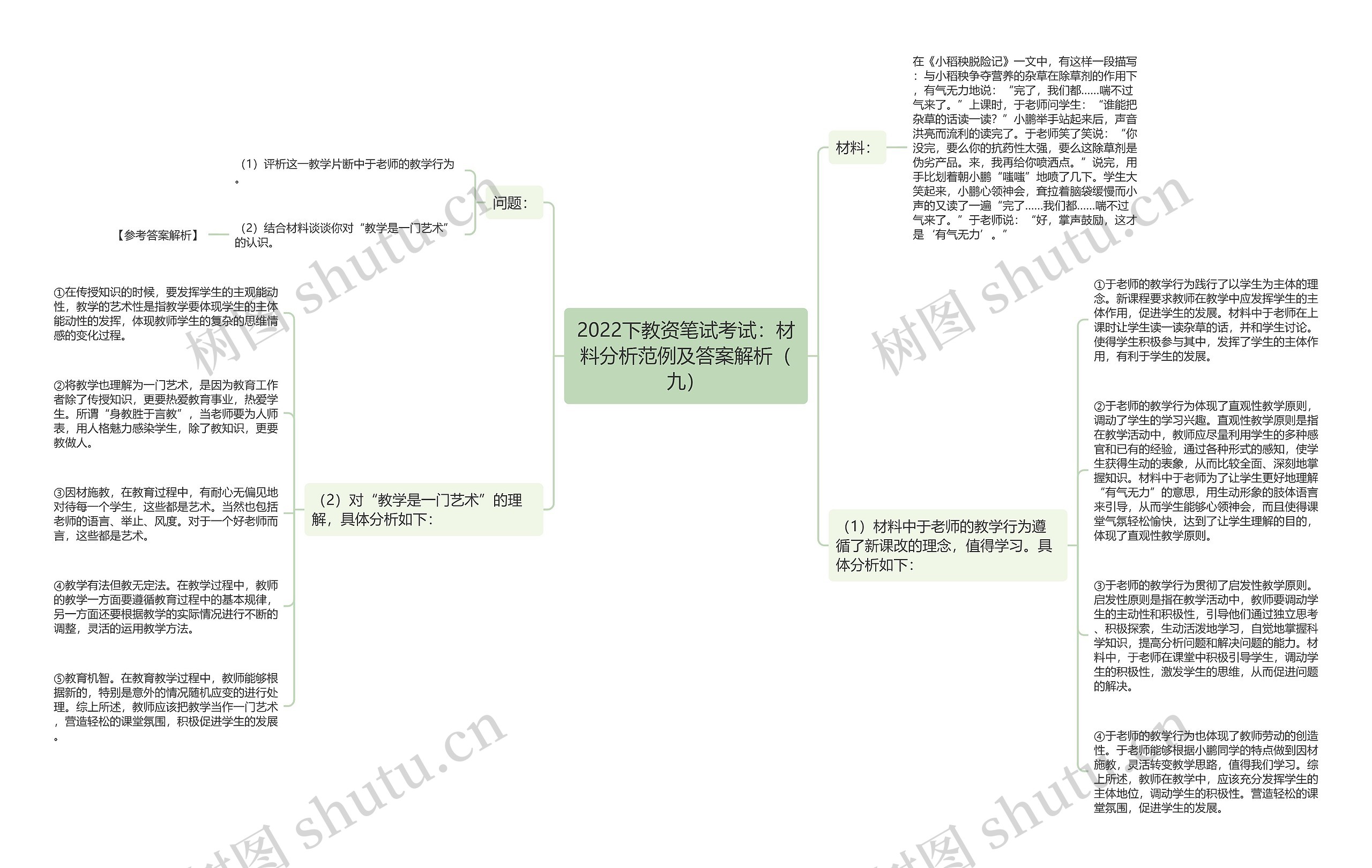 2022下教资笔试考试：材料分析范例及答案解析（九）思维导图