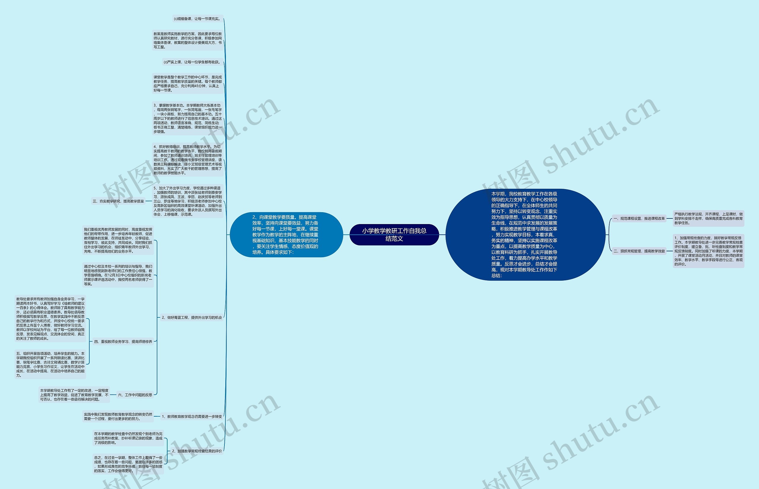 小学教学教研工作自我总结范文思维导图