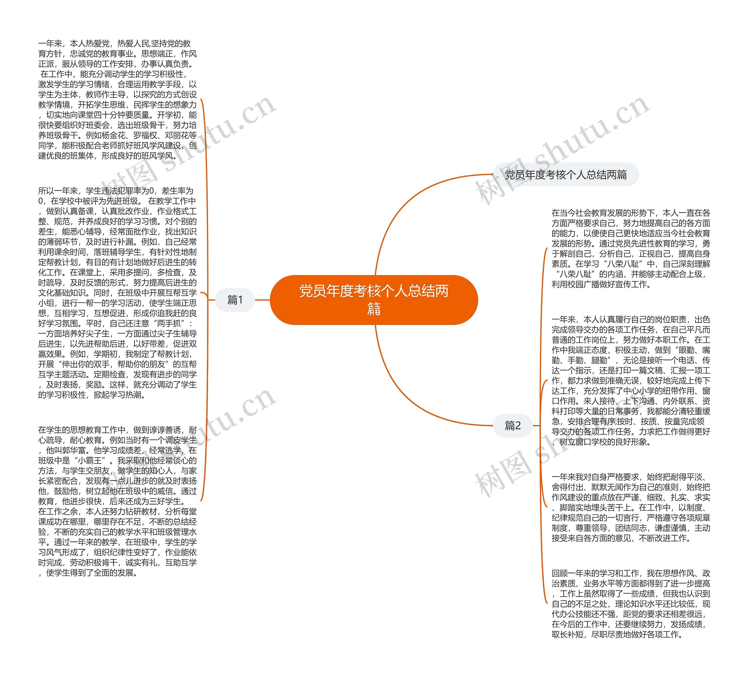 党员年度考核个人总结两篇思维导图