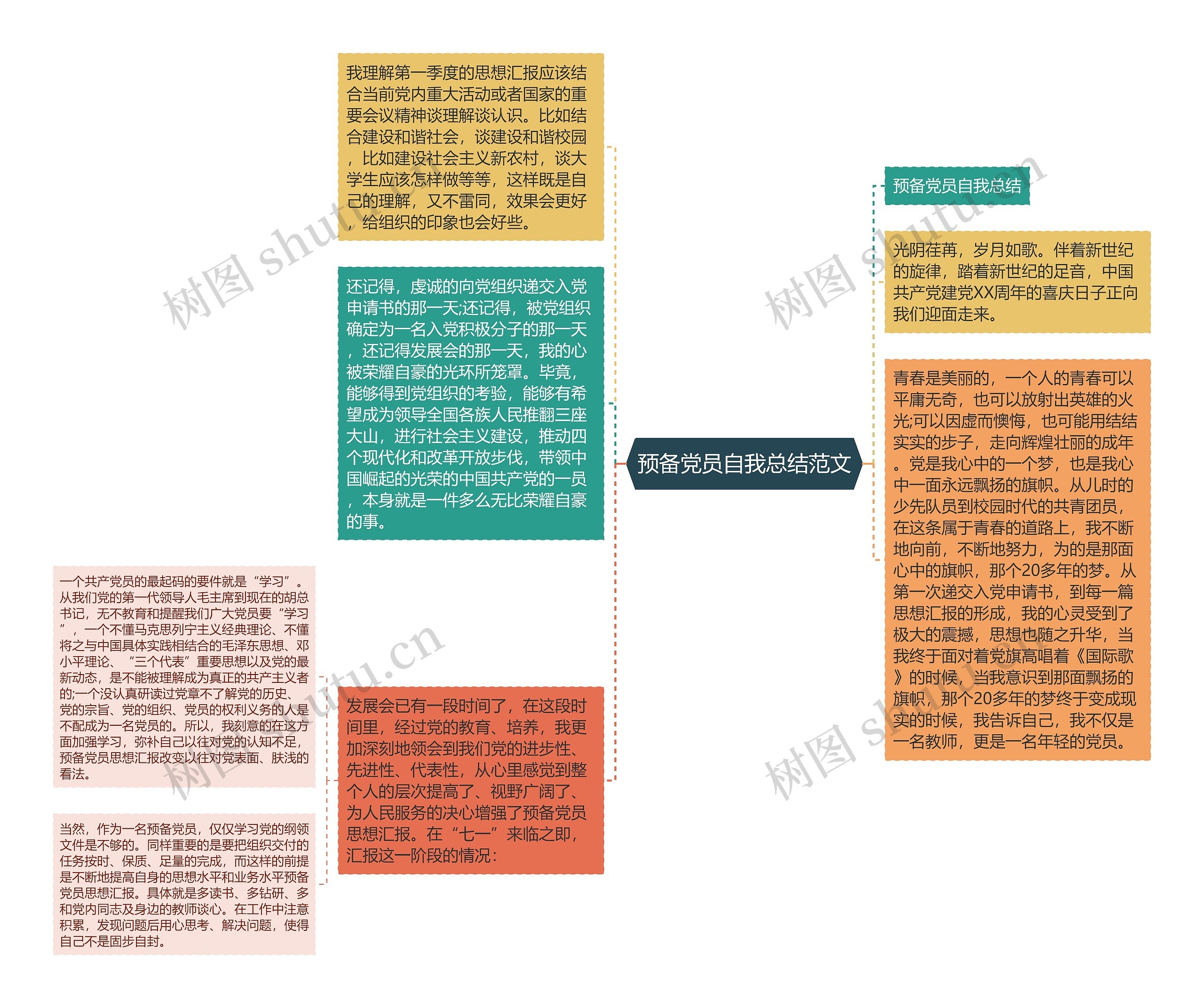 预备党员自我总结范文思维导图