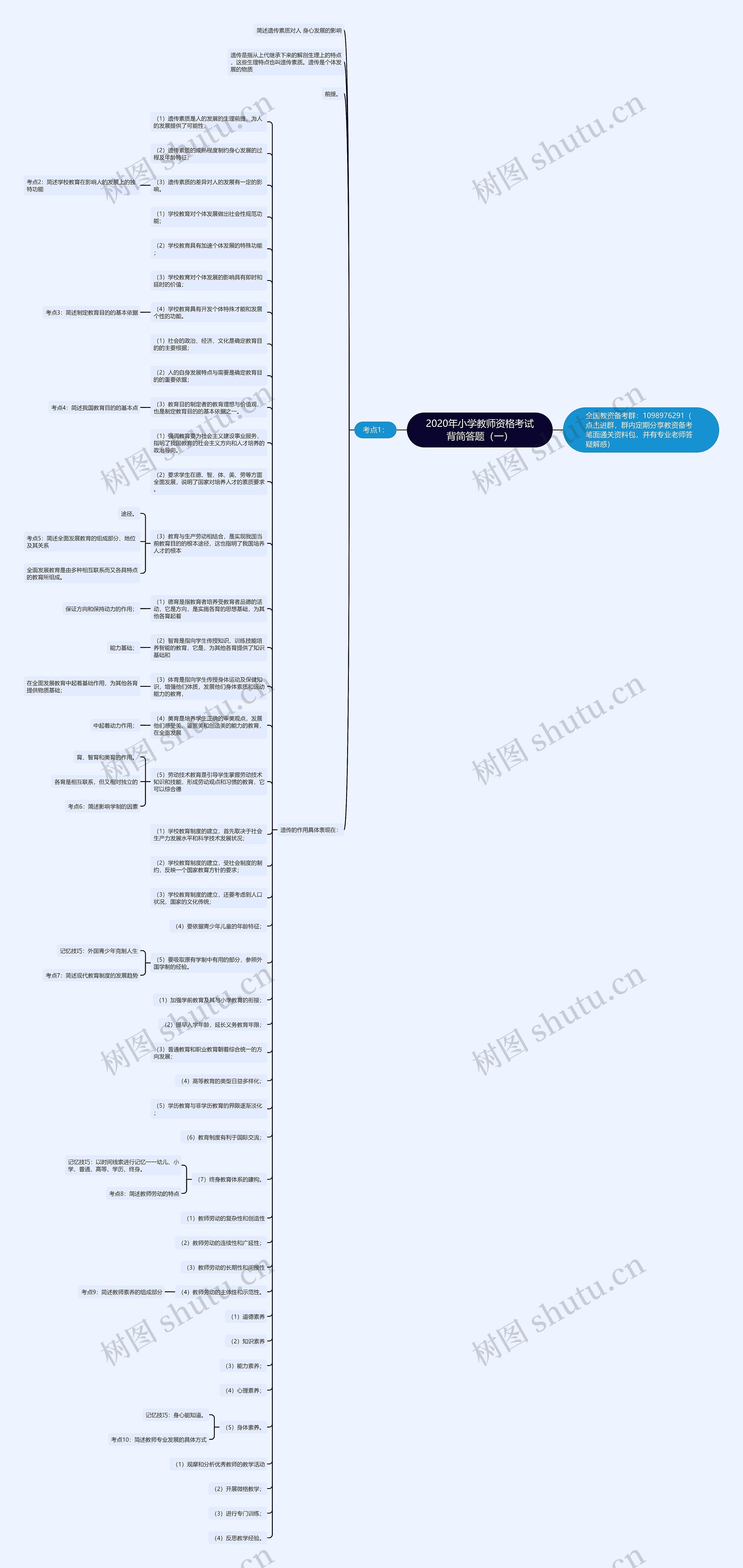 2020年小学教师资格考试背简答题（一）思维导图
