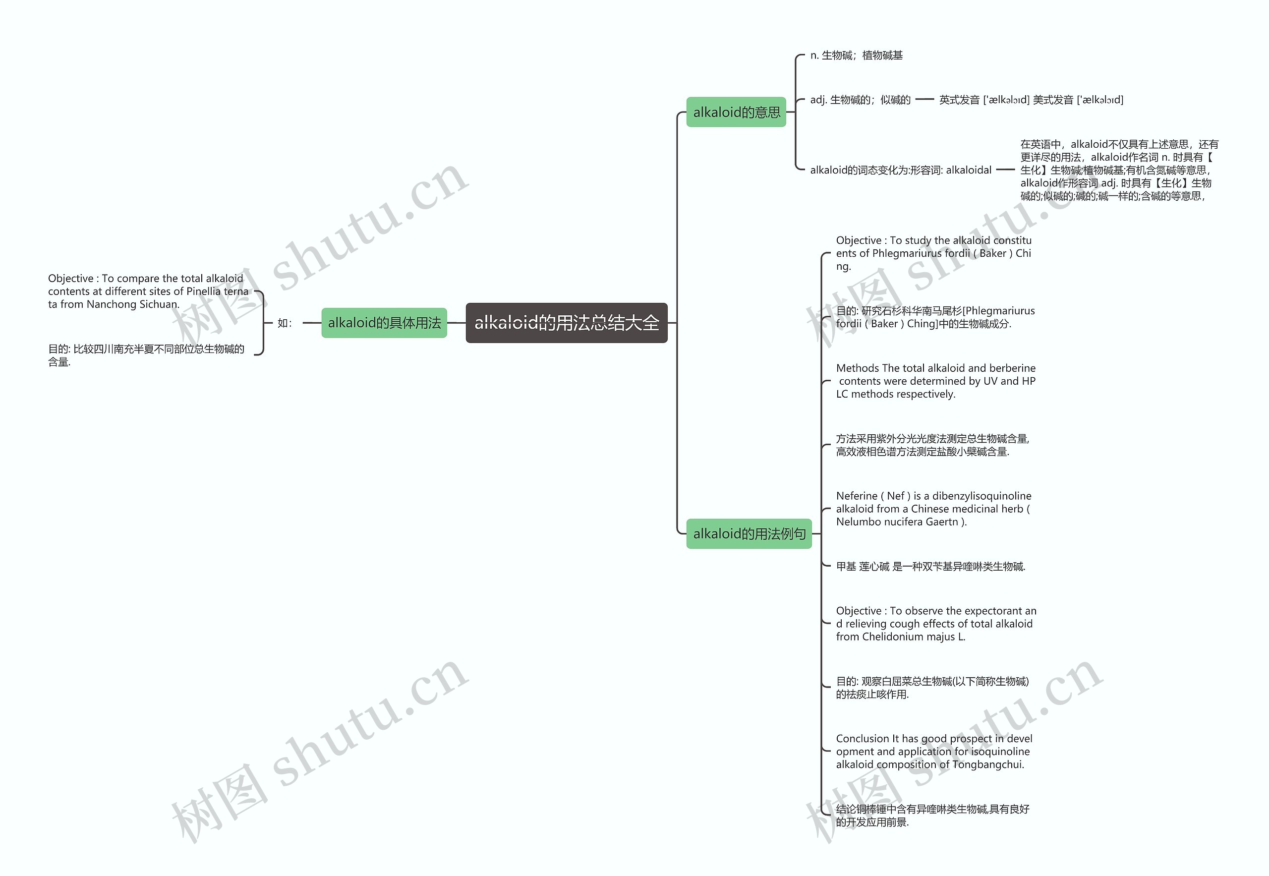 alkaloid的用法总结大全思维导图