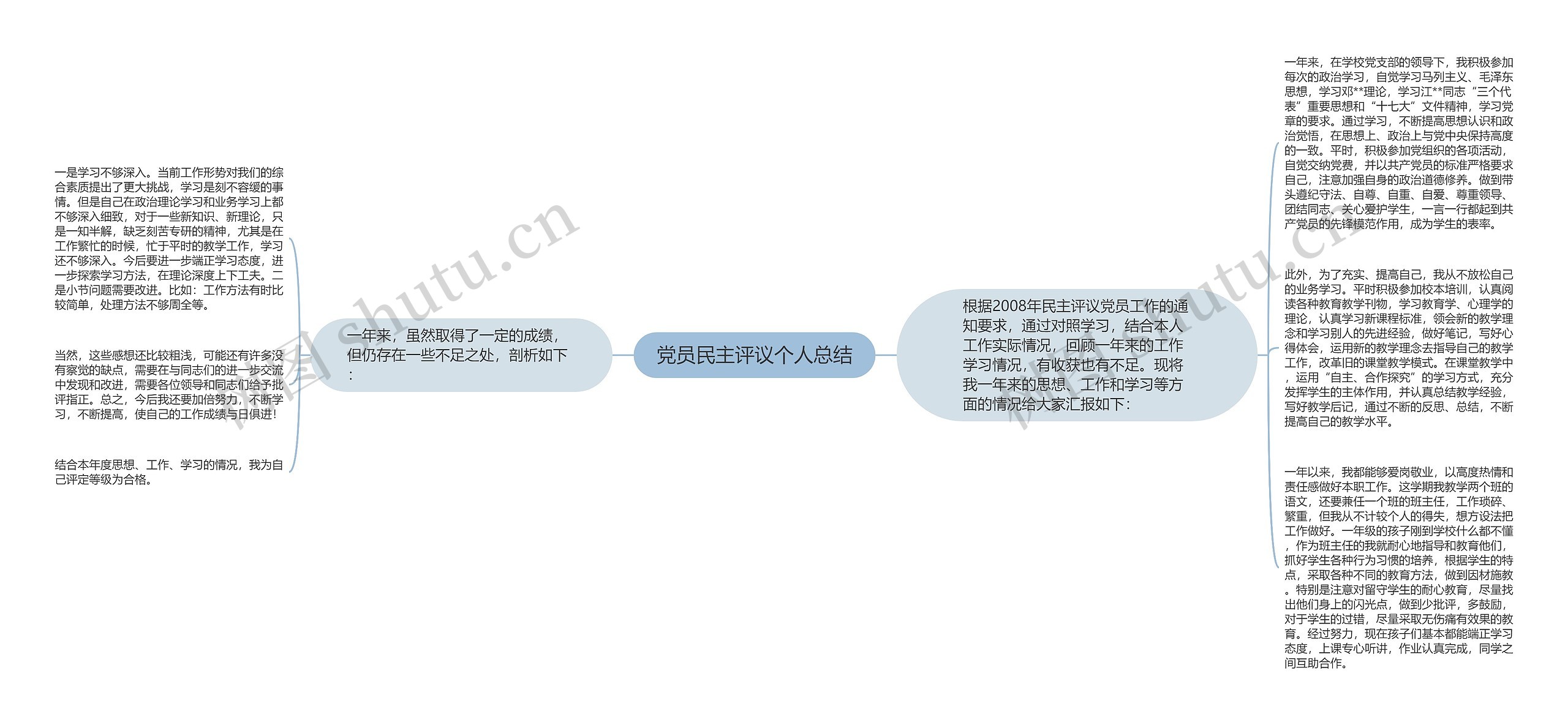 党员民主评议个人总结思维导图