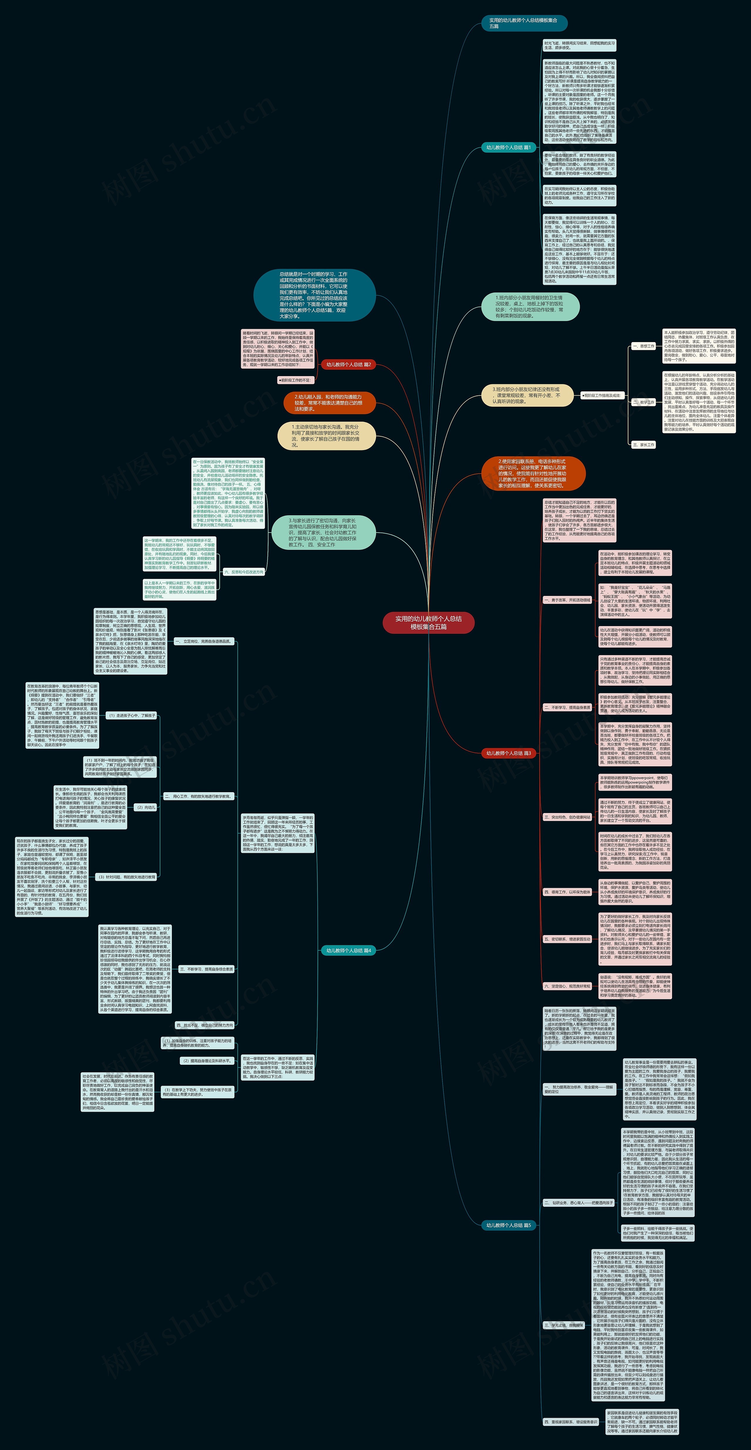 实用的幼儿教师个人总结集合五篇思维导图