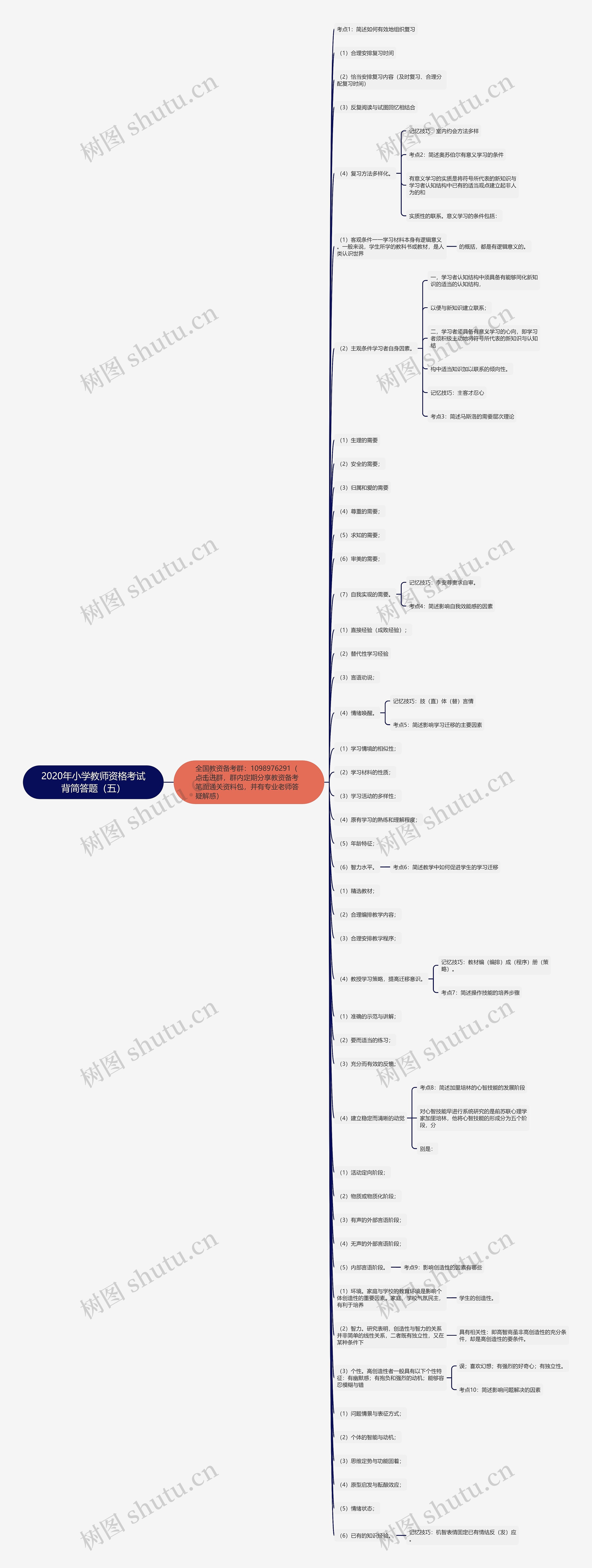 2020年小学教师资格考试背简答题（五）思维导图
