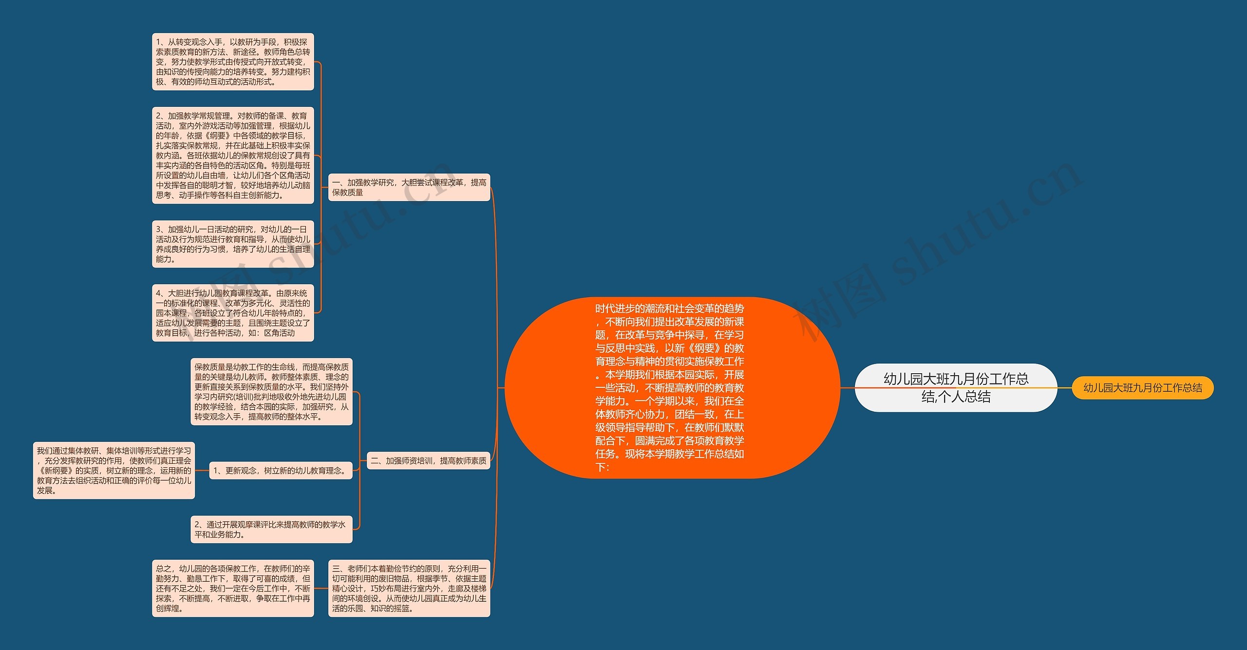 幼儿园大班九月份工作总结,个人总结思维导图