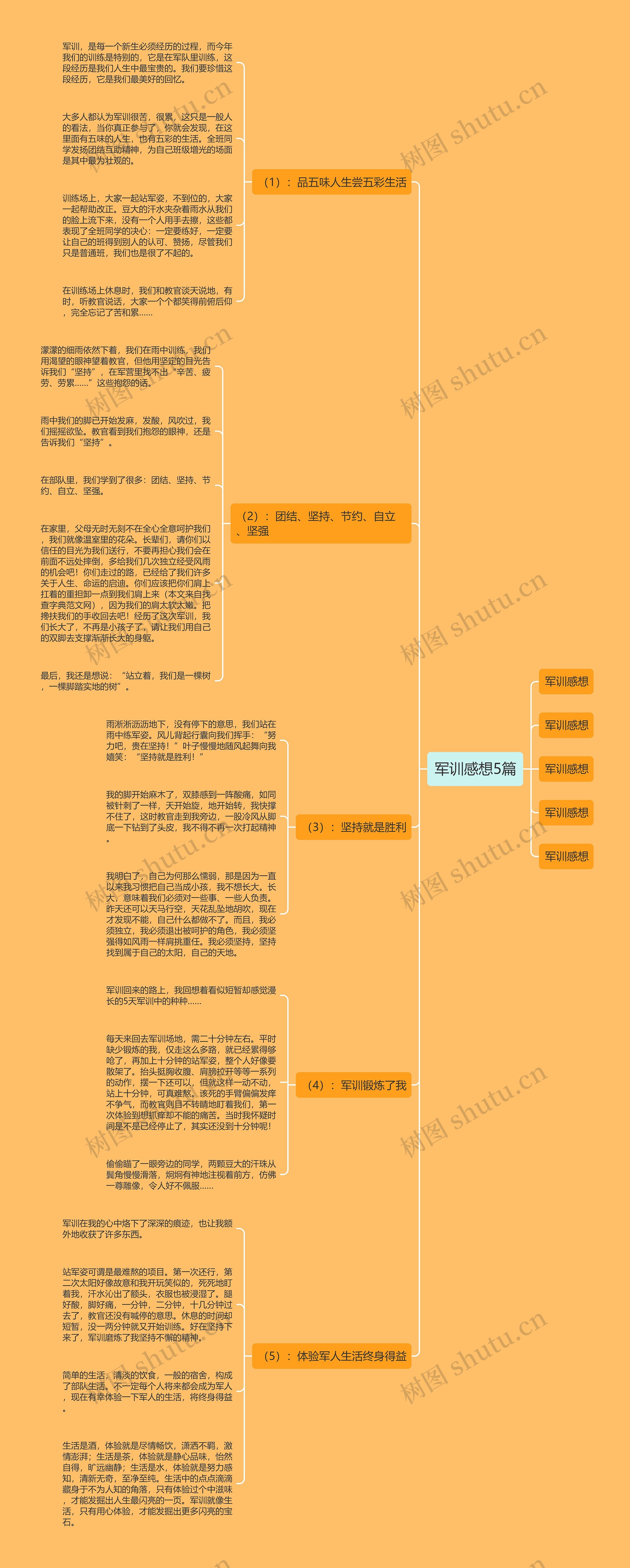 军训感想5篇思维导图