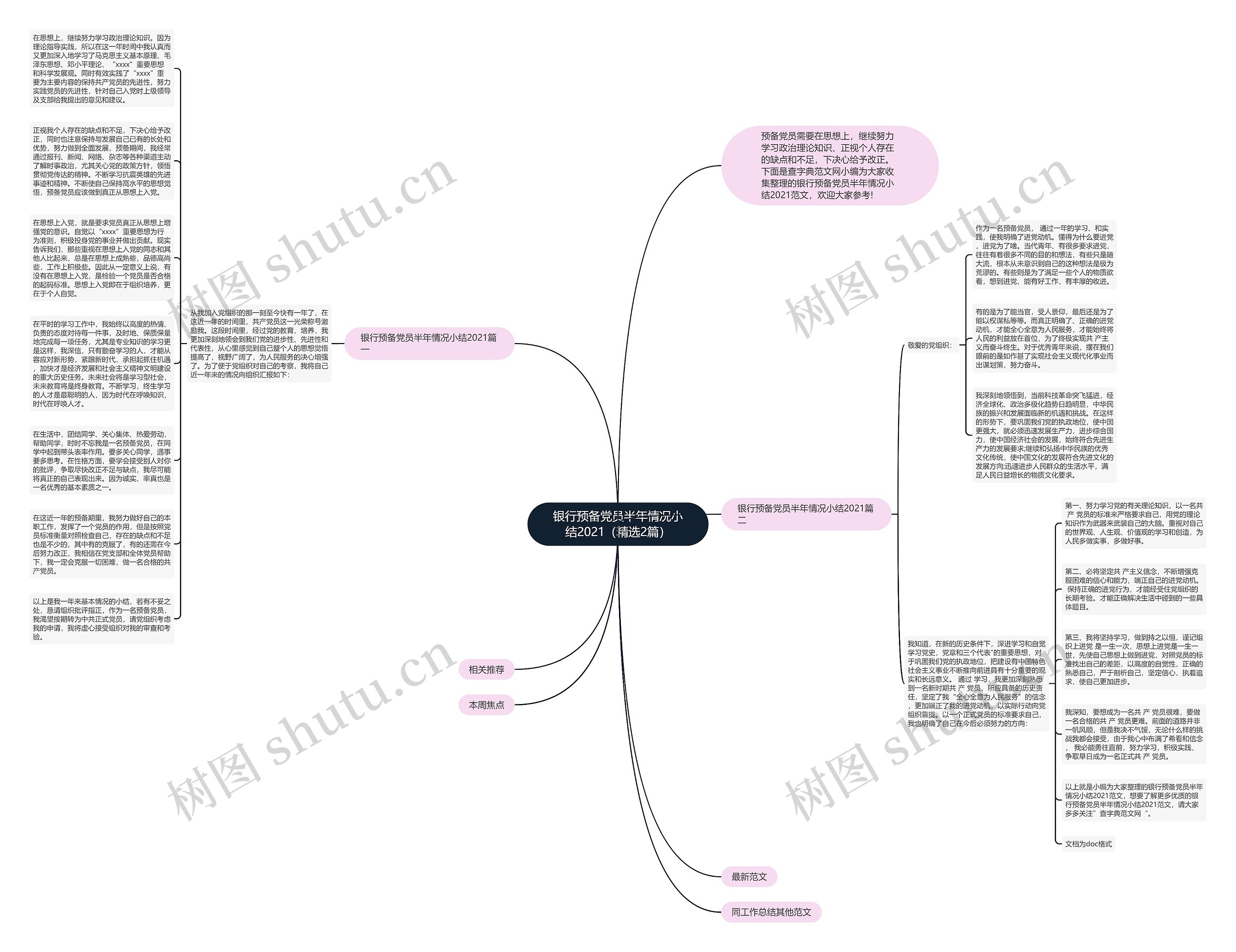 银行预备党员半年情况小结2021（精选2篇）思维导图