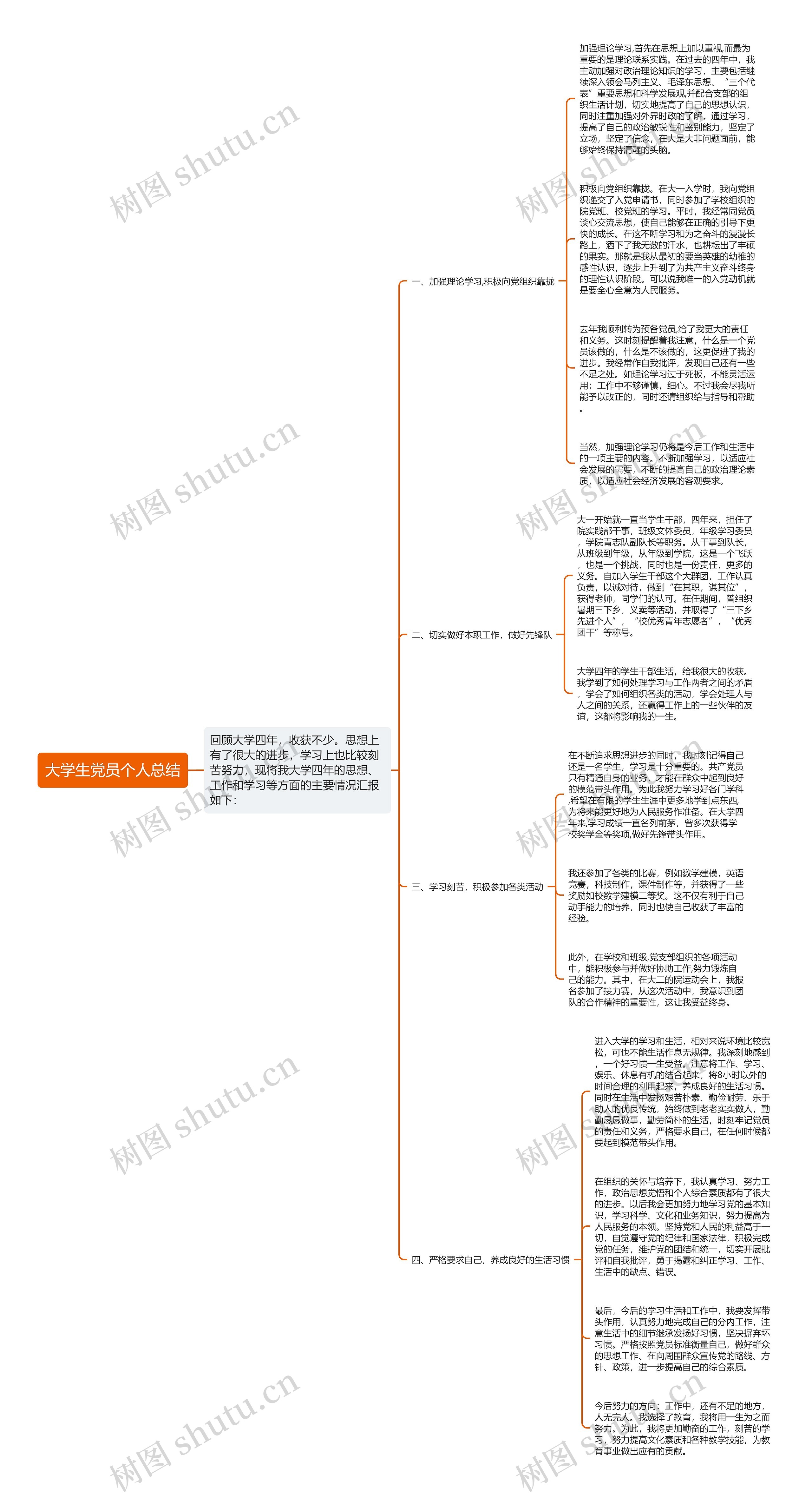 大学生党员个人总结思维导图