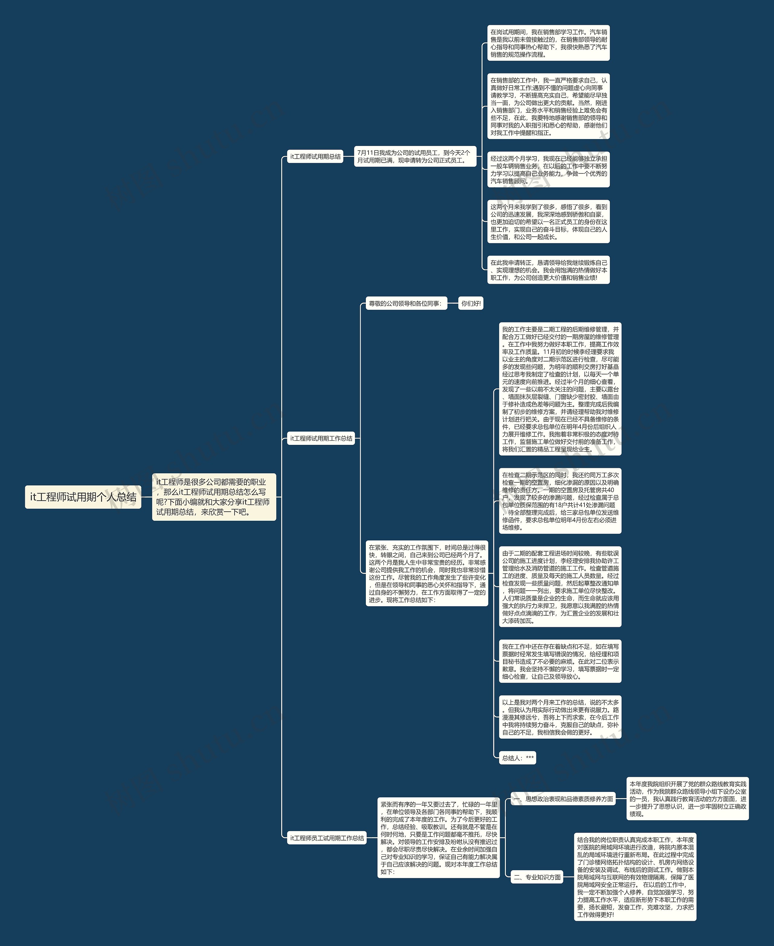 it工程师试用期个人总结思维导图