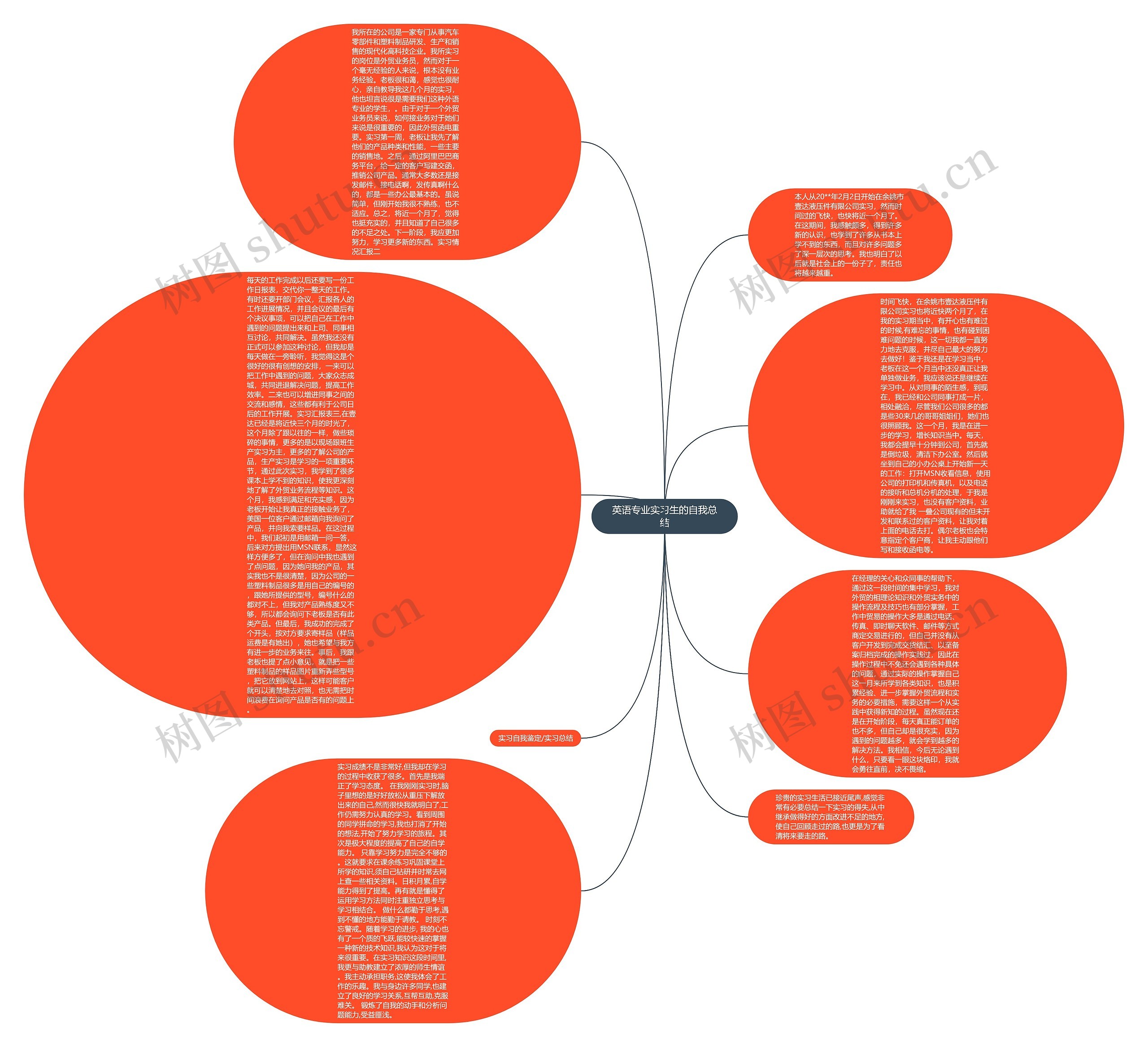 英语专业实习生的自我总结思维导图