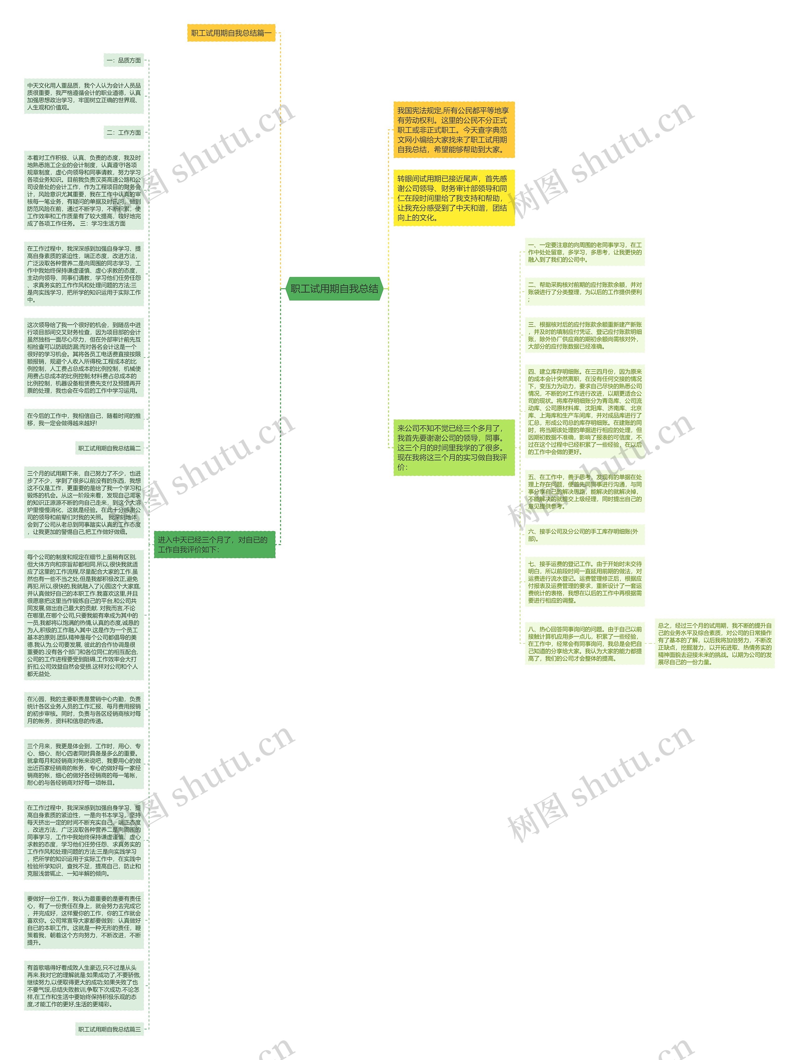 职工试用期自我总结思维导图