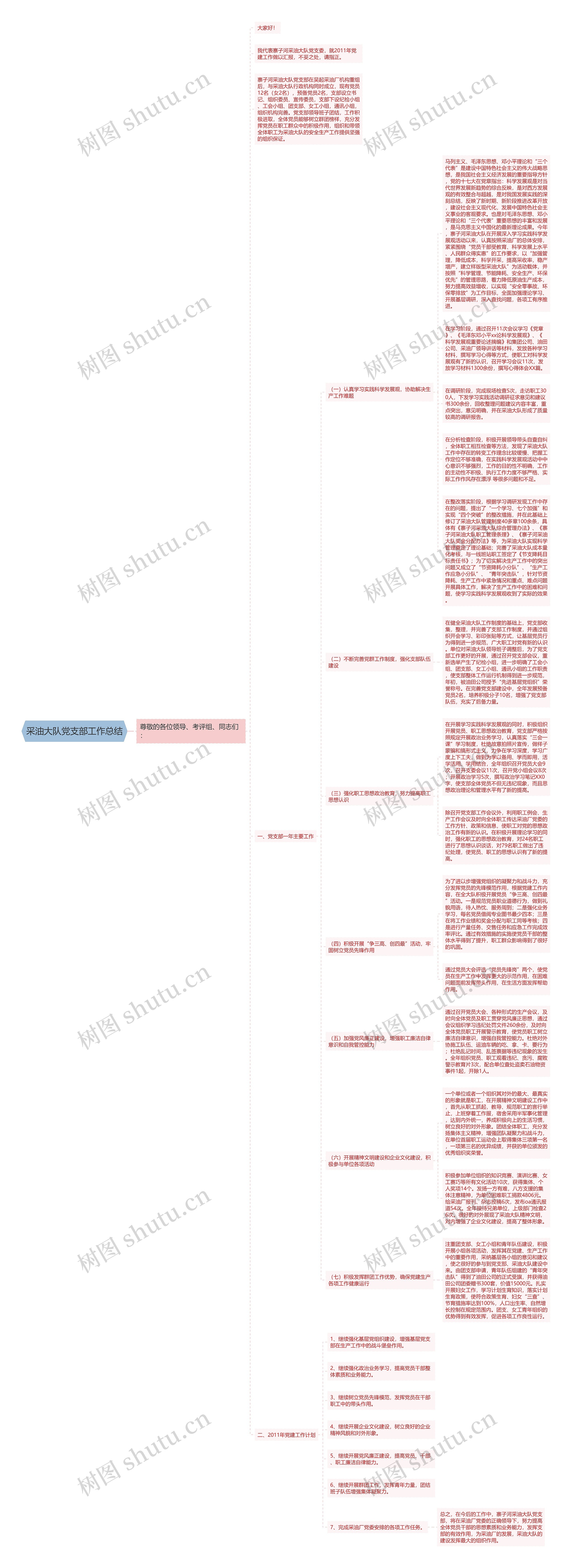 采油大队党支部工作总结思维导图