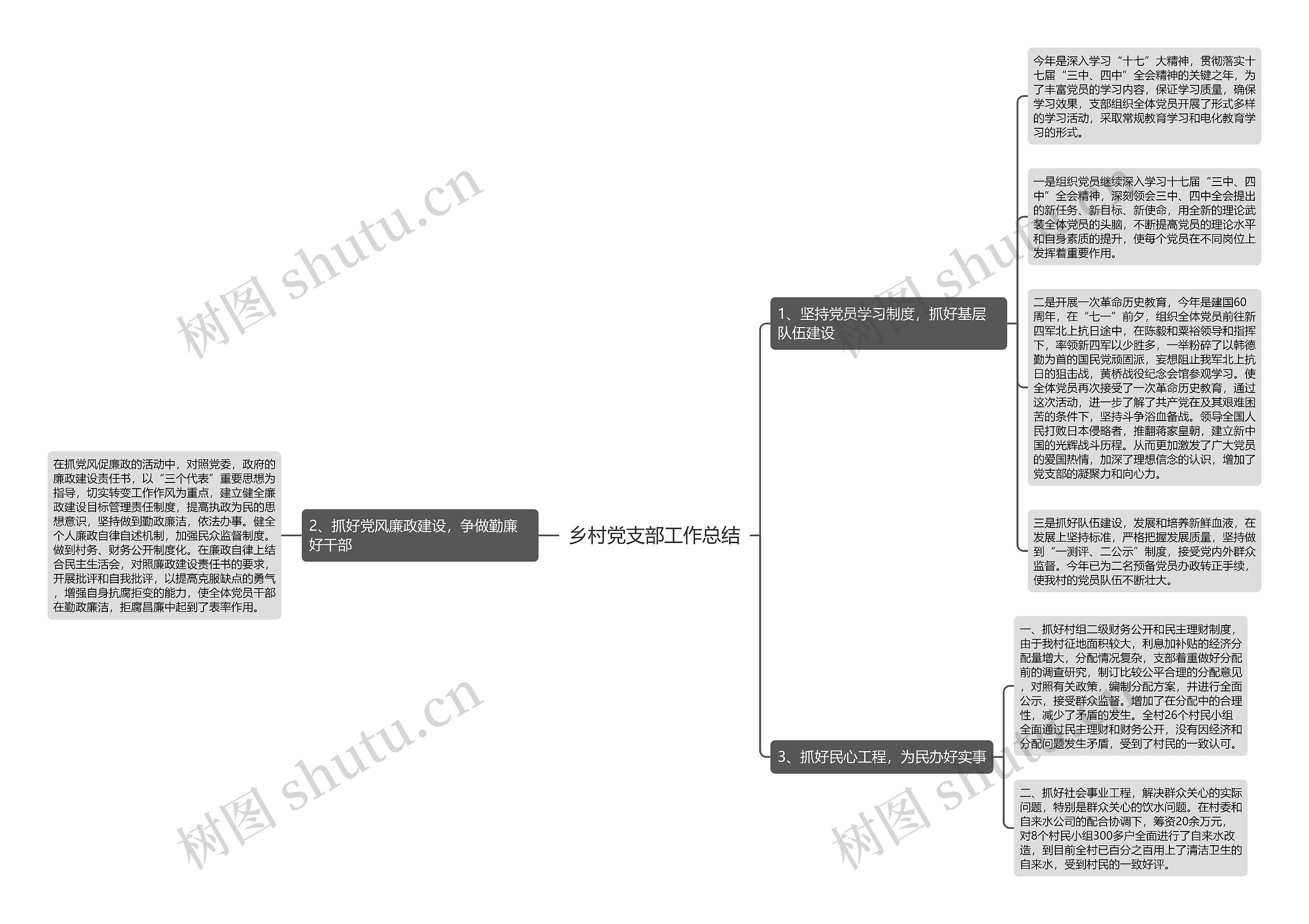 乡村党支部工作总结思维导图