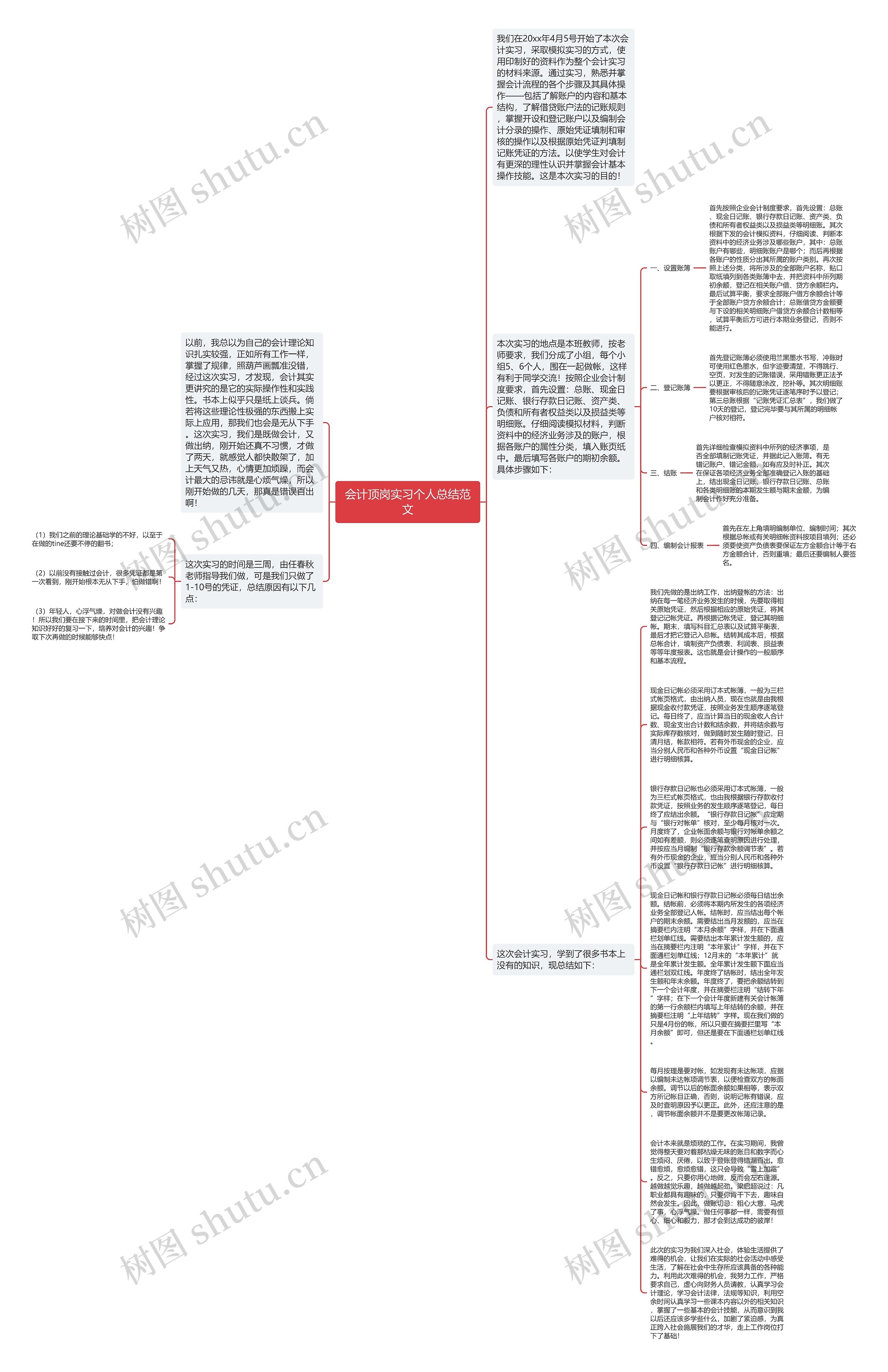 会计顶岗实习个人总结范文思维导图
