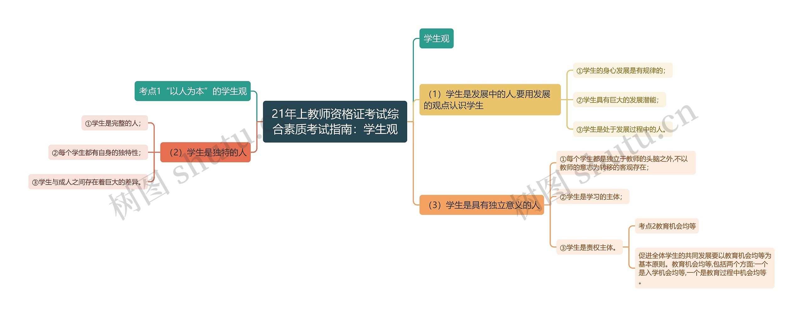 21年上教师资格证考试综合素质考试指南：学生观思维导图