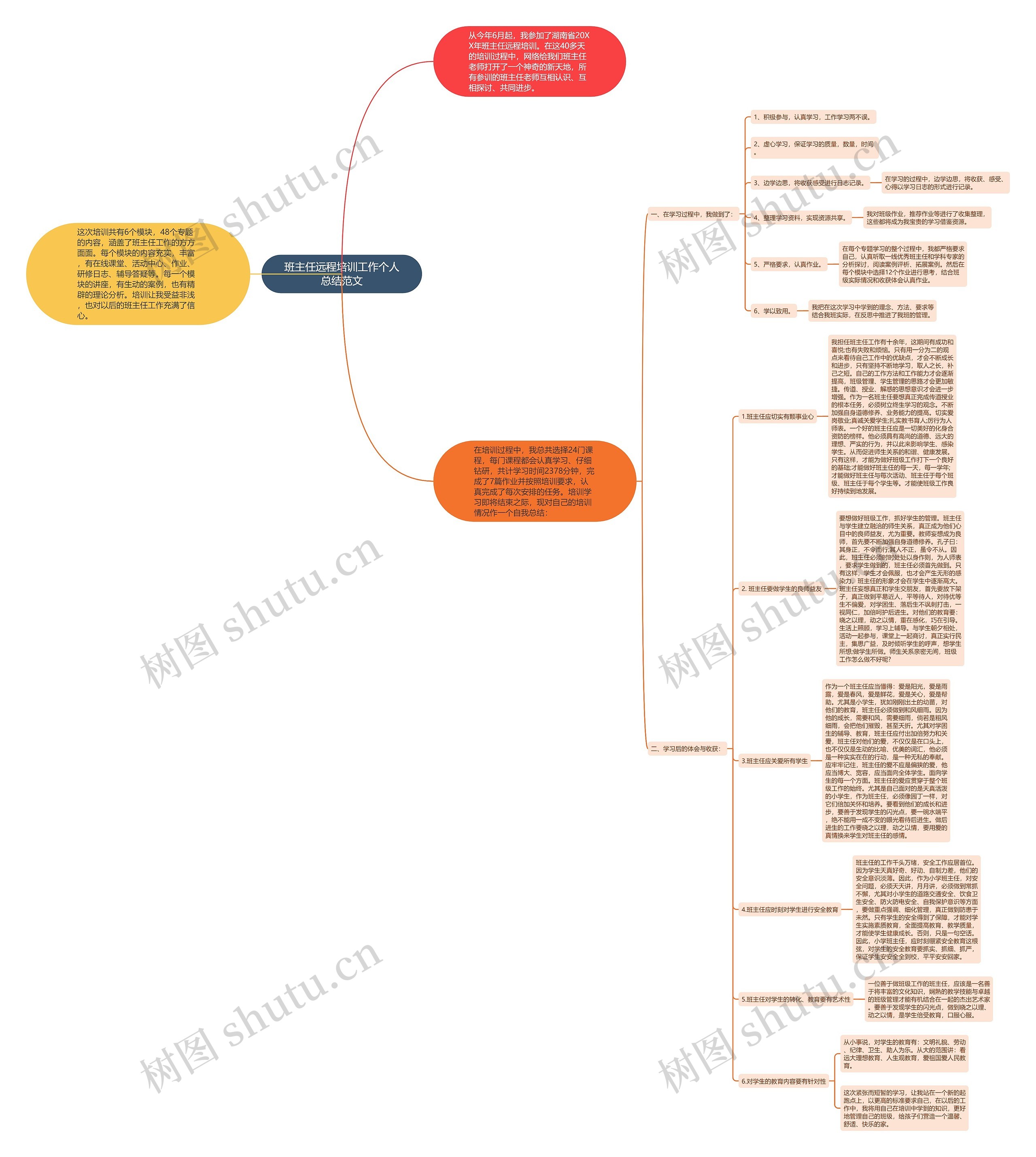 班主任远程培训工作个人总结范文思维导图