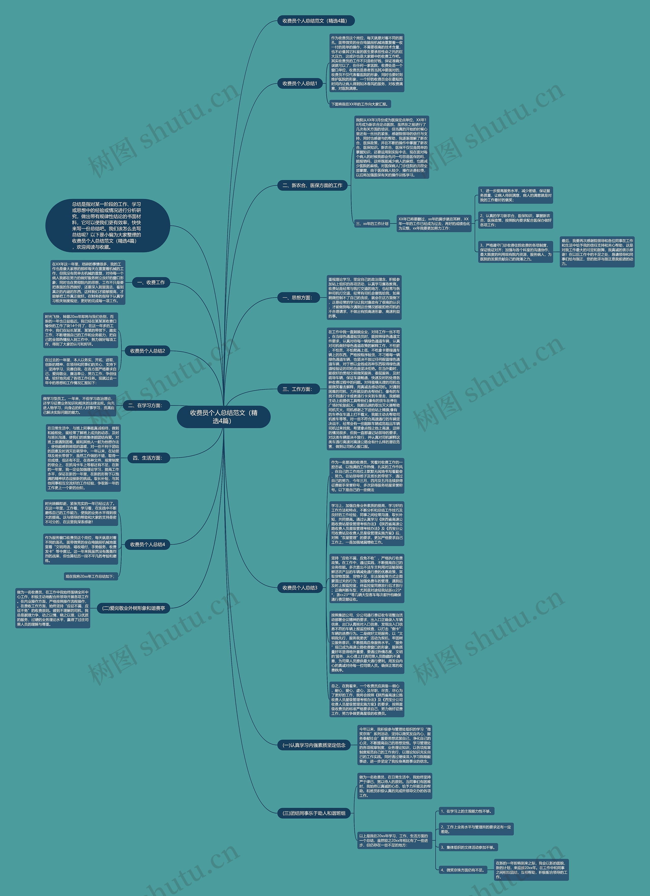 收费员个人总结范文（精选4篇）思维导图