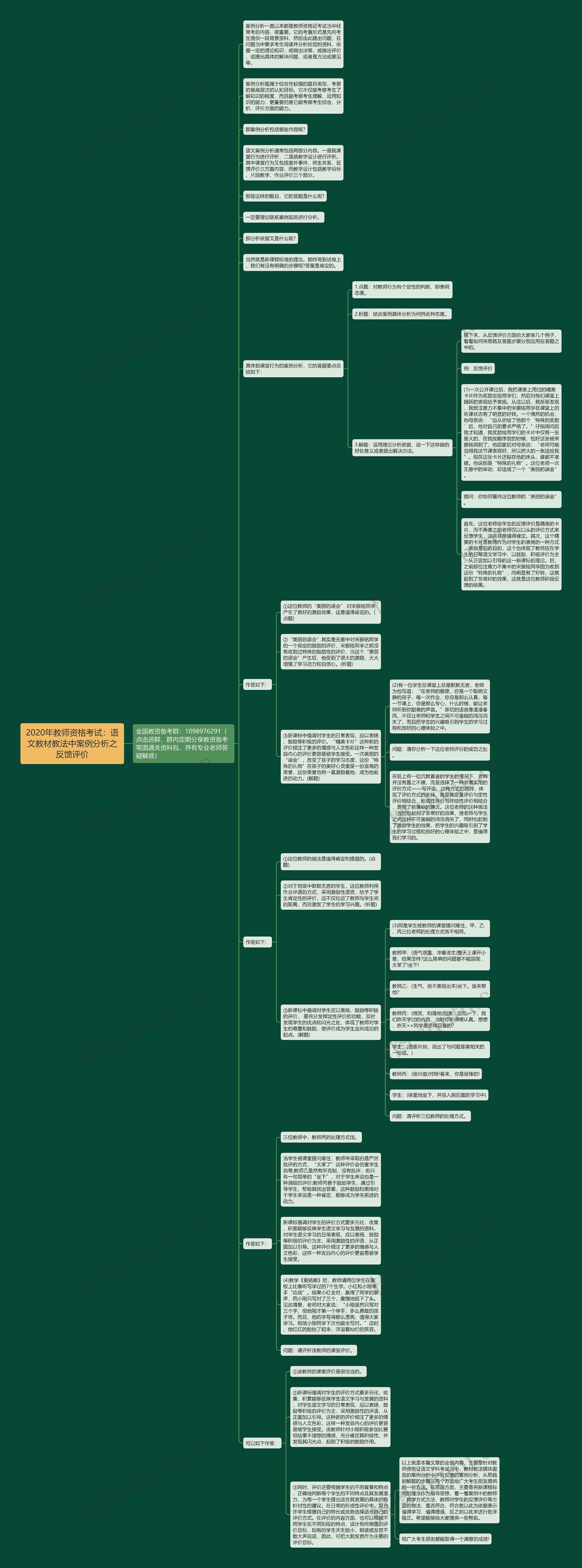2020年教师资格考试：语文教材教法中案例分析之反馈评价思维导图