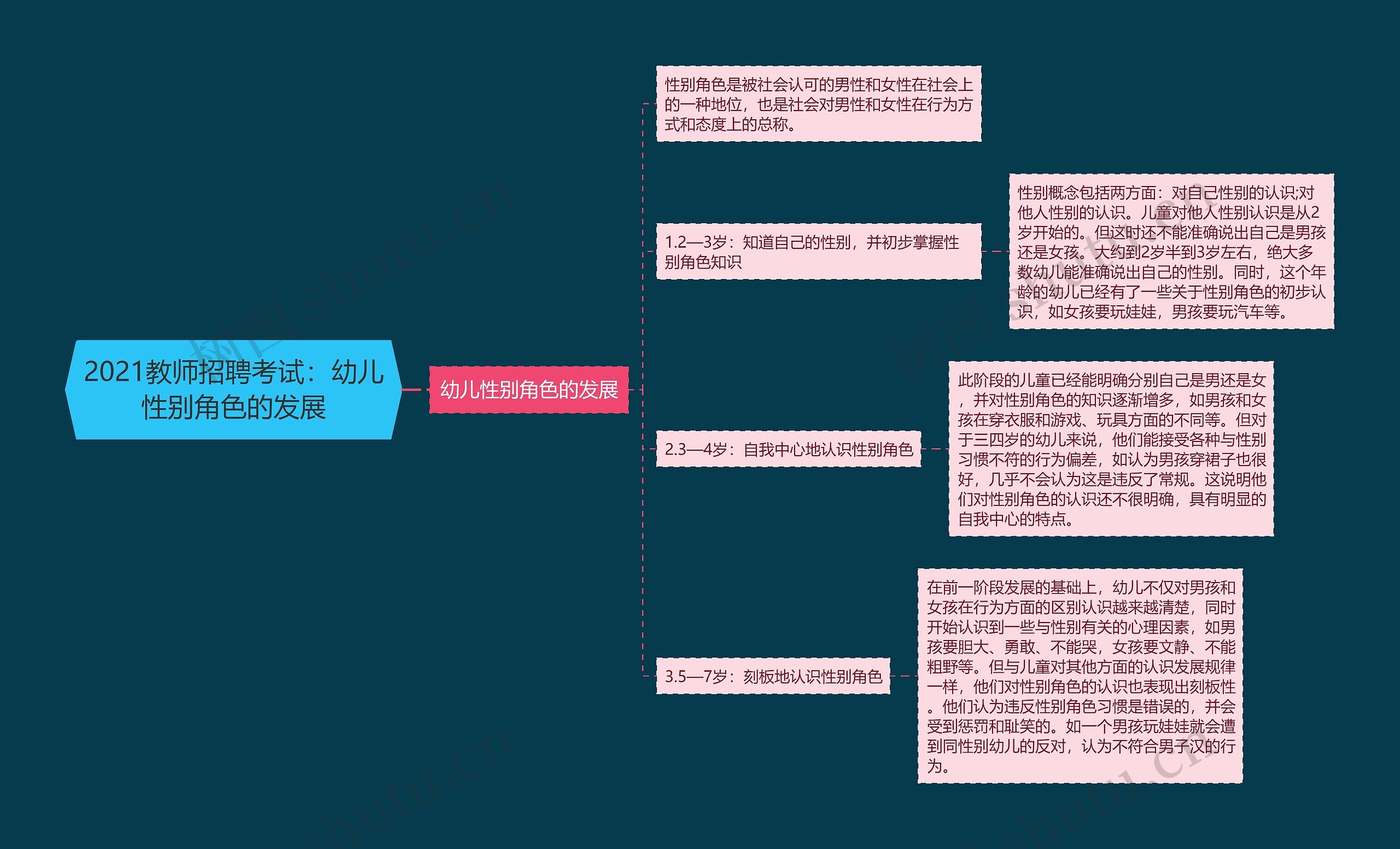 2021教师招聘考试：幼儿性别角色的发展思维导图