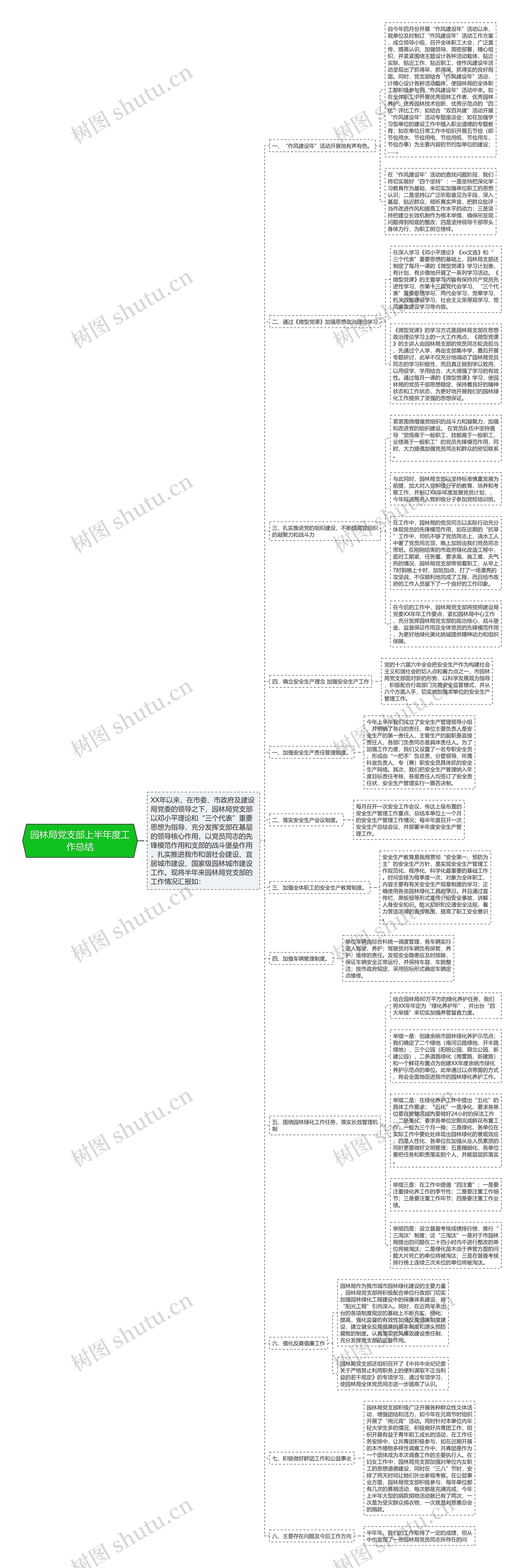 园林局党支部上半年度工作总结思维导图