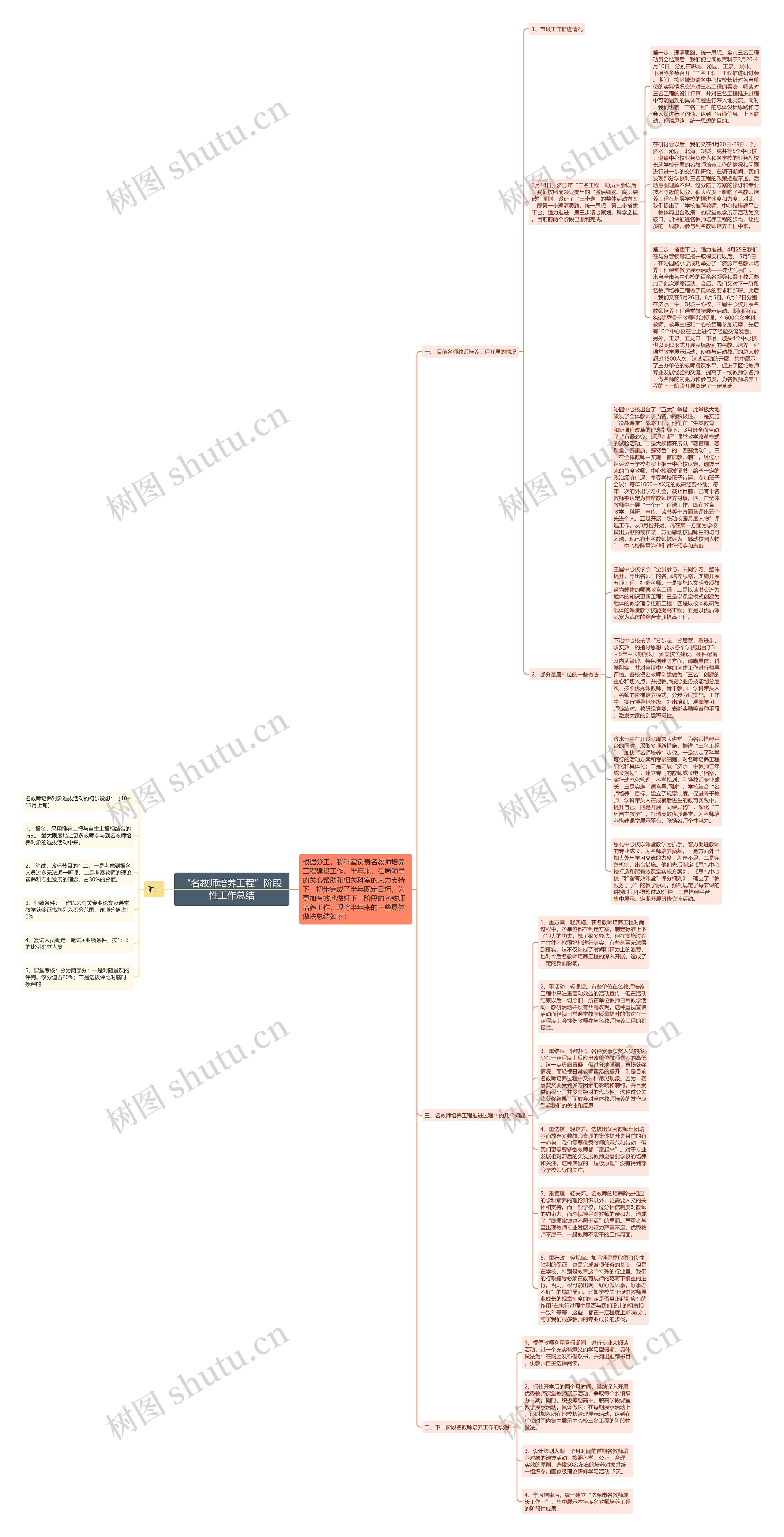 “名教师培养工程”阶段性工作总结思维导图